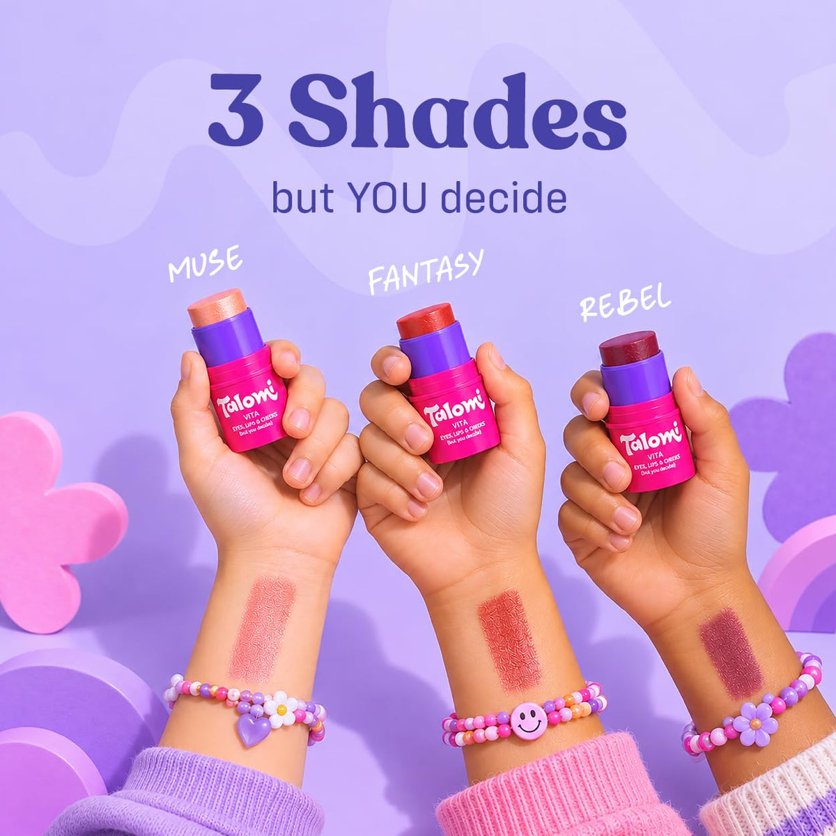 TALOMI Non Toxic Natural Makeup Stick for Little Girls, Dermatologist Tested 3-Piece Set, Made in USA – alternate angle
