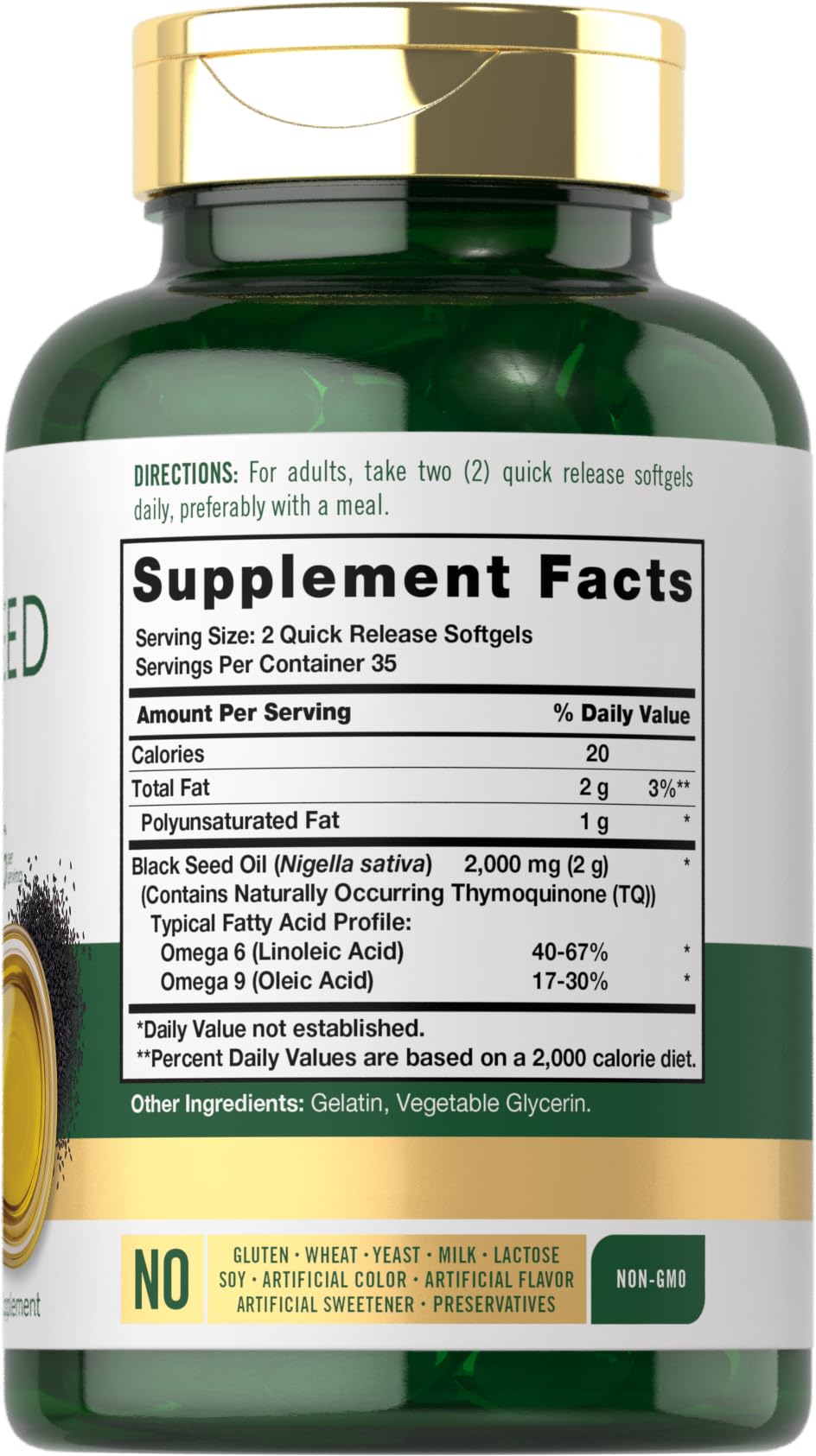 Carlyle Black Seed Oil Softgel Capsules | 2000mg | 70 Pills