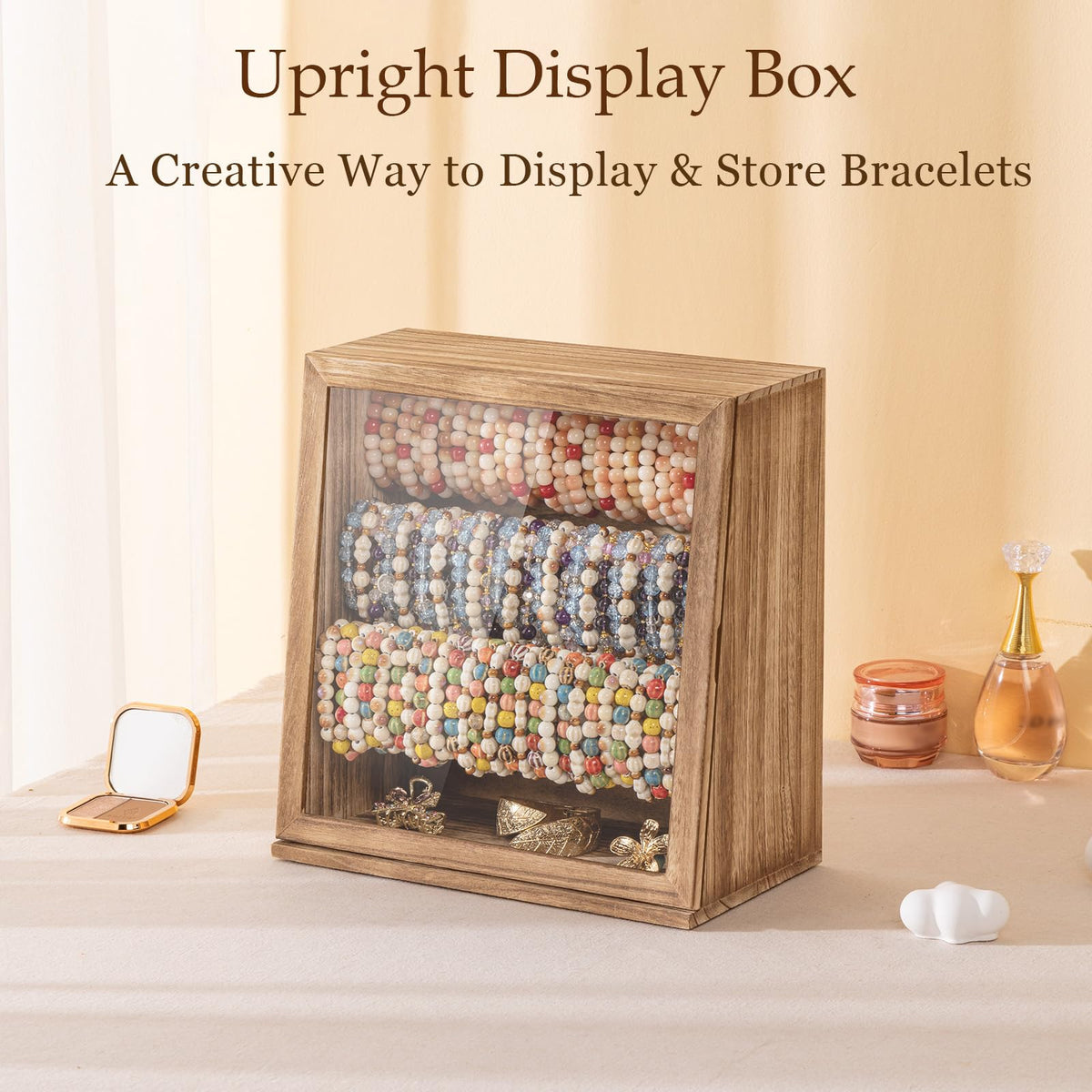Emfogo Bracelet & Bangle Holder Organizer Display Box with Clear Door – packaging and label
