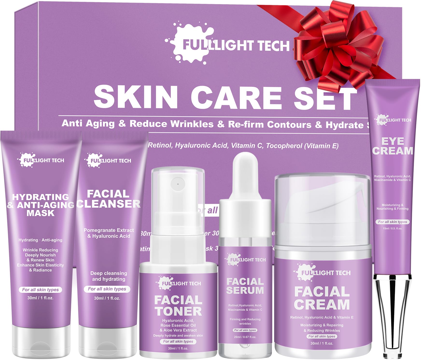 Skin Care Set,6 Pcs Anti-aging Skincare w/Korean - Product Imagery