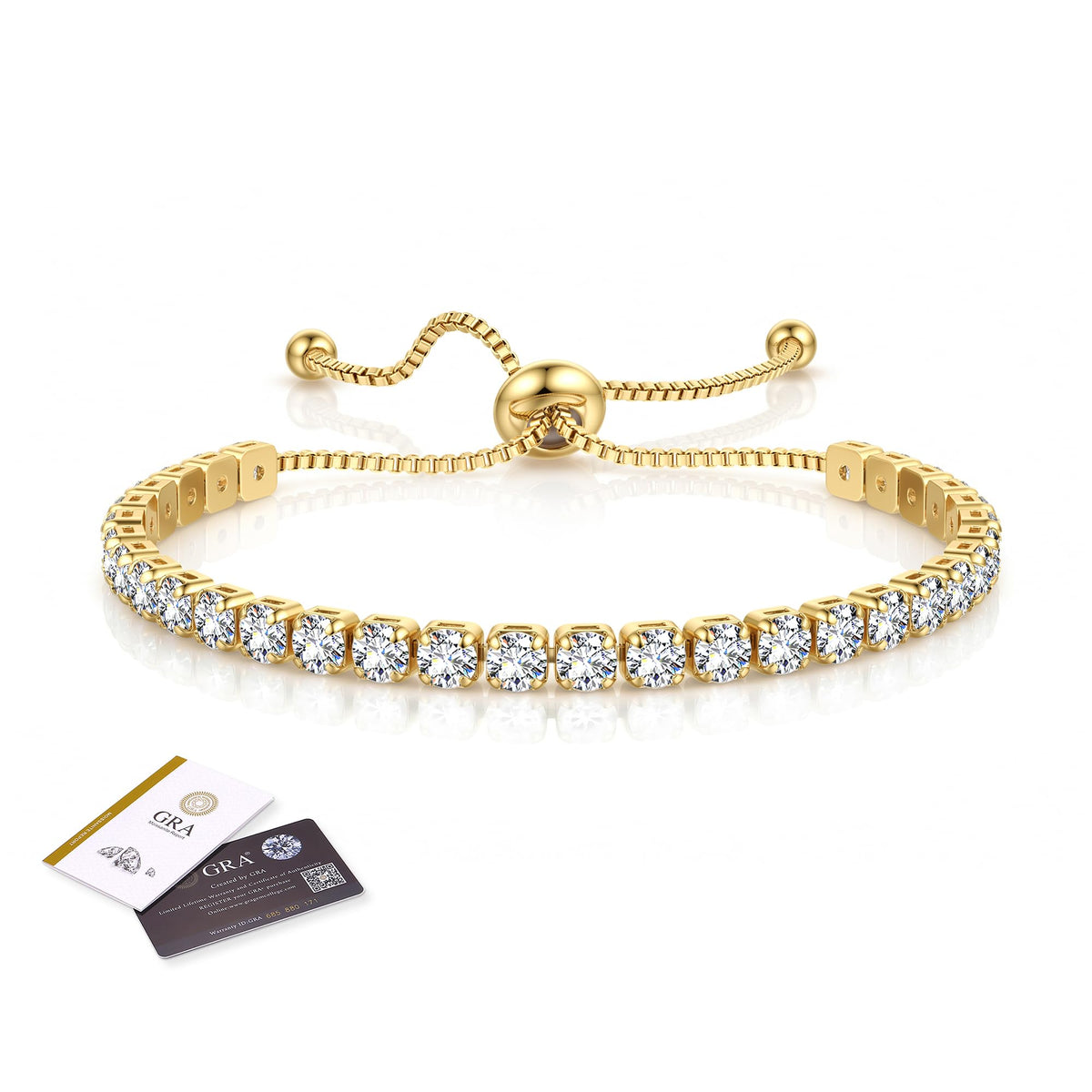 ORAZIO Moissanite Tennis Bracelets for Women Men Adjustable Silder Bracelet – Gold Tone-Style4-3MM, Adjustable