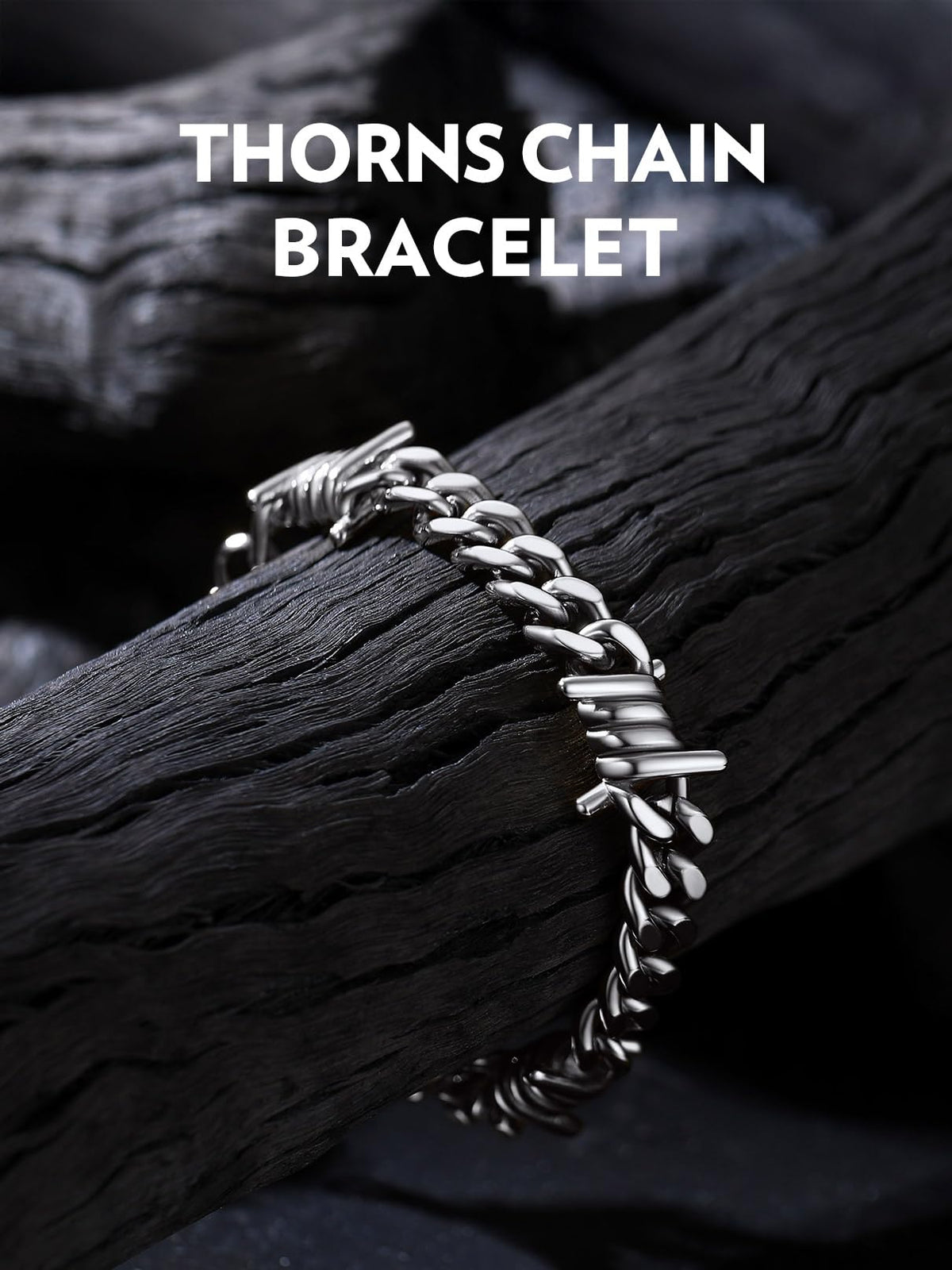 Bandmax Bold Punk Stainless Steel Barbed Wire Chain Bracelet, Adjustable – 01 9MM-Silver Tone, 7.09 inches