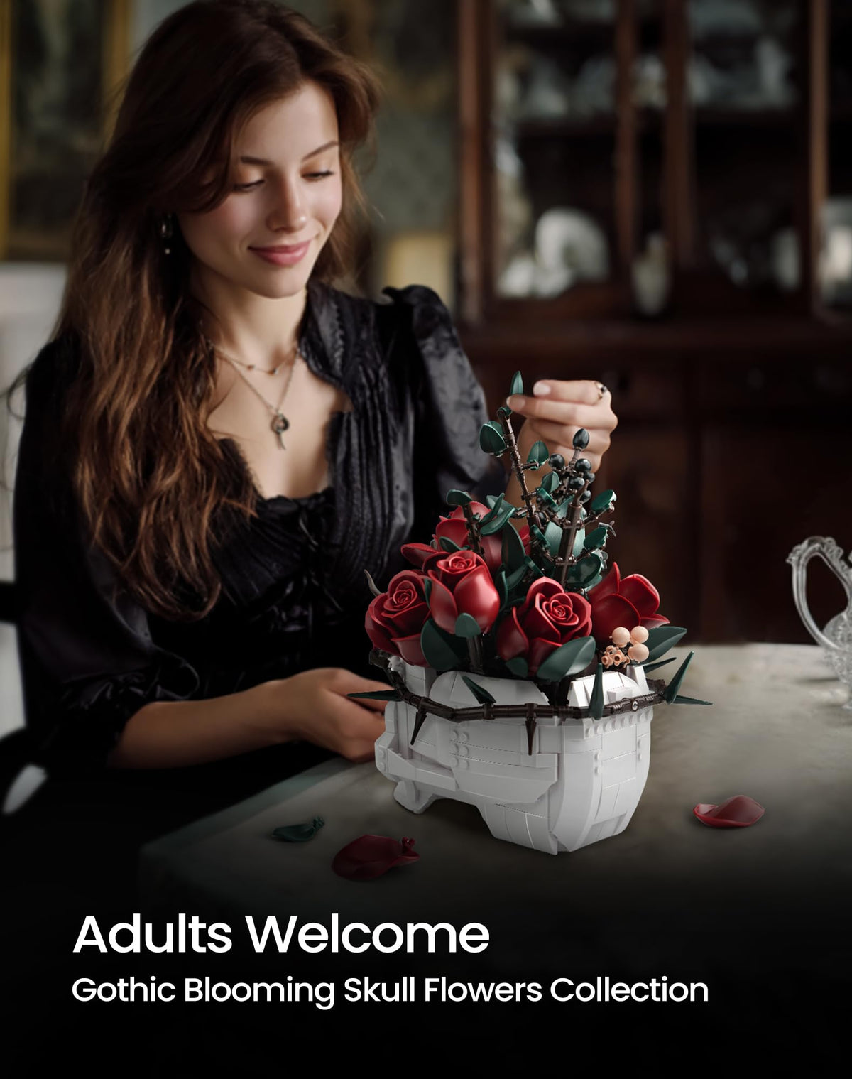 iATOM Skull Roses Flower Bouquet Building Set Botanical - iATOM Official Imagery - 3