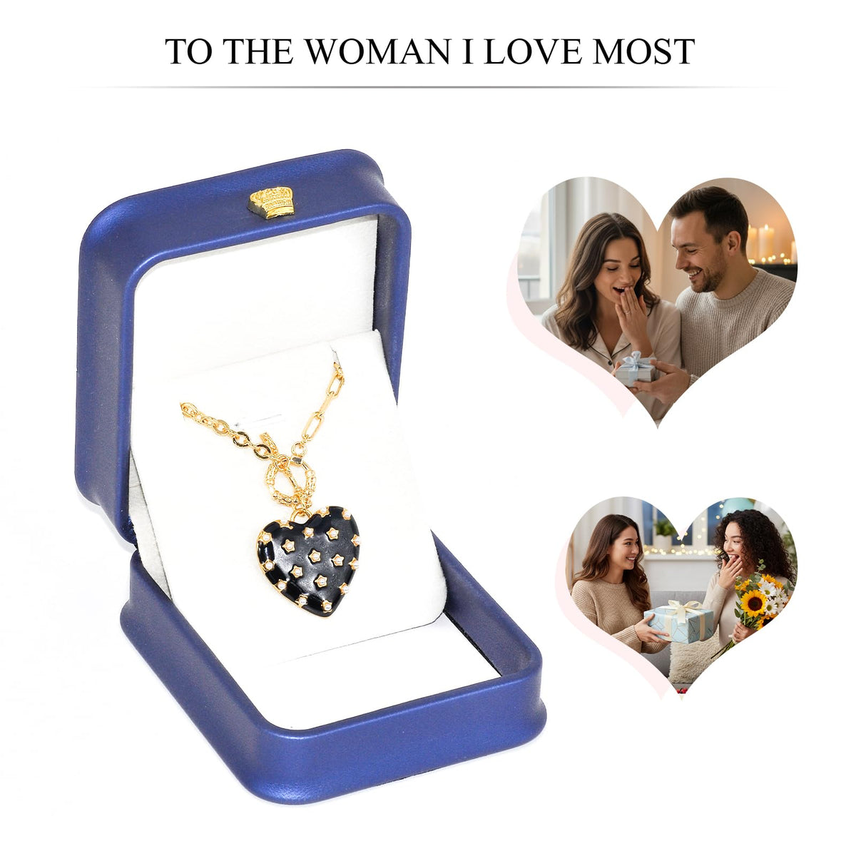 Tessalyn Heart Necklace for Women, 18K Plated Gold Chunky Chain Neckalce – alternate angle