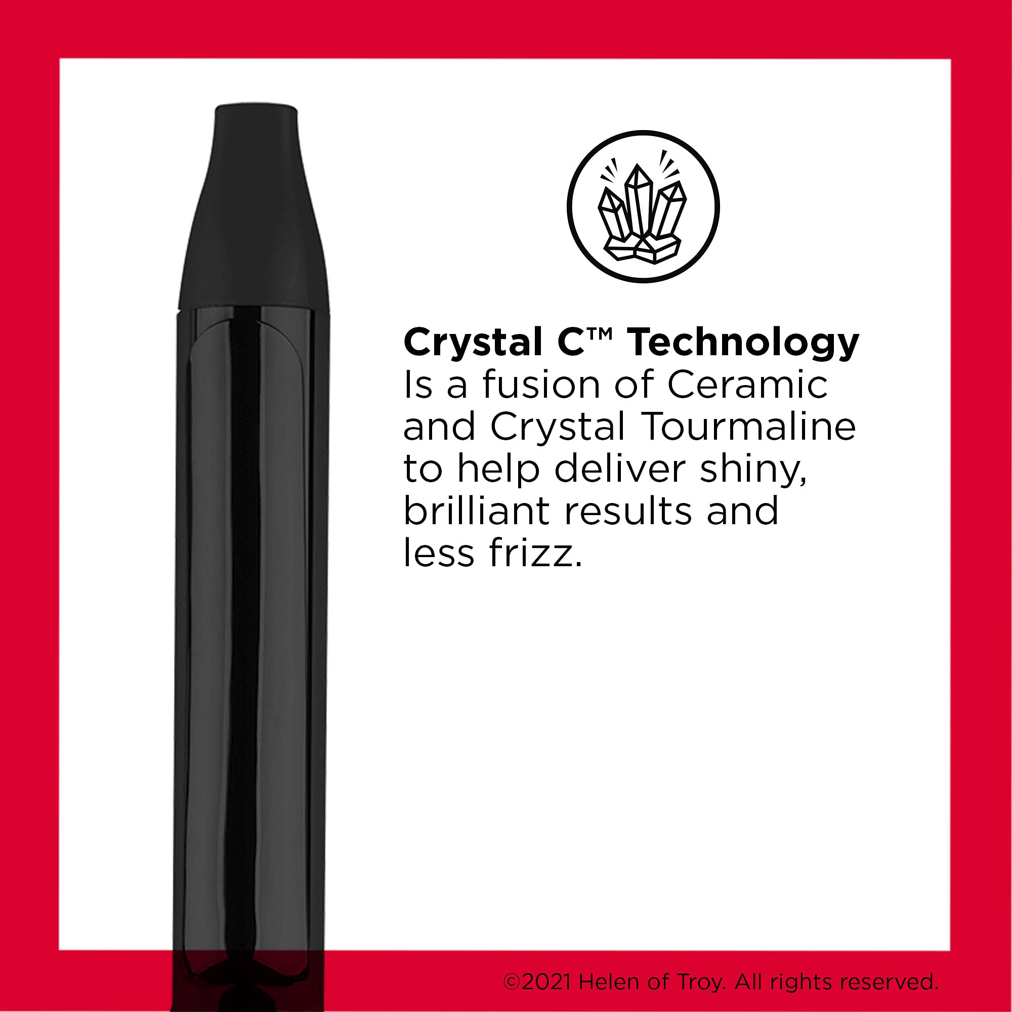 Revlon Crystal C Ceramic Curling Iron, 1-inch barrel, black hair iron with ceramic technology for smooth curls.