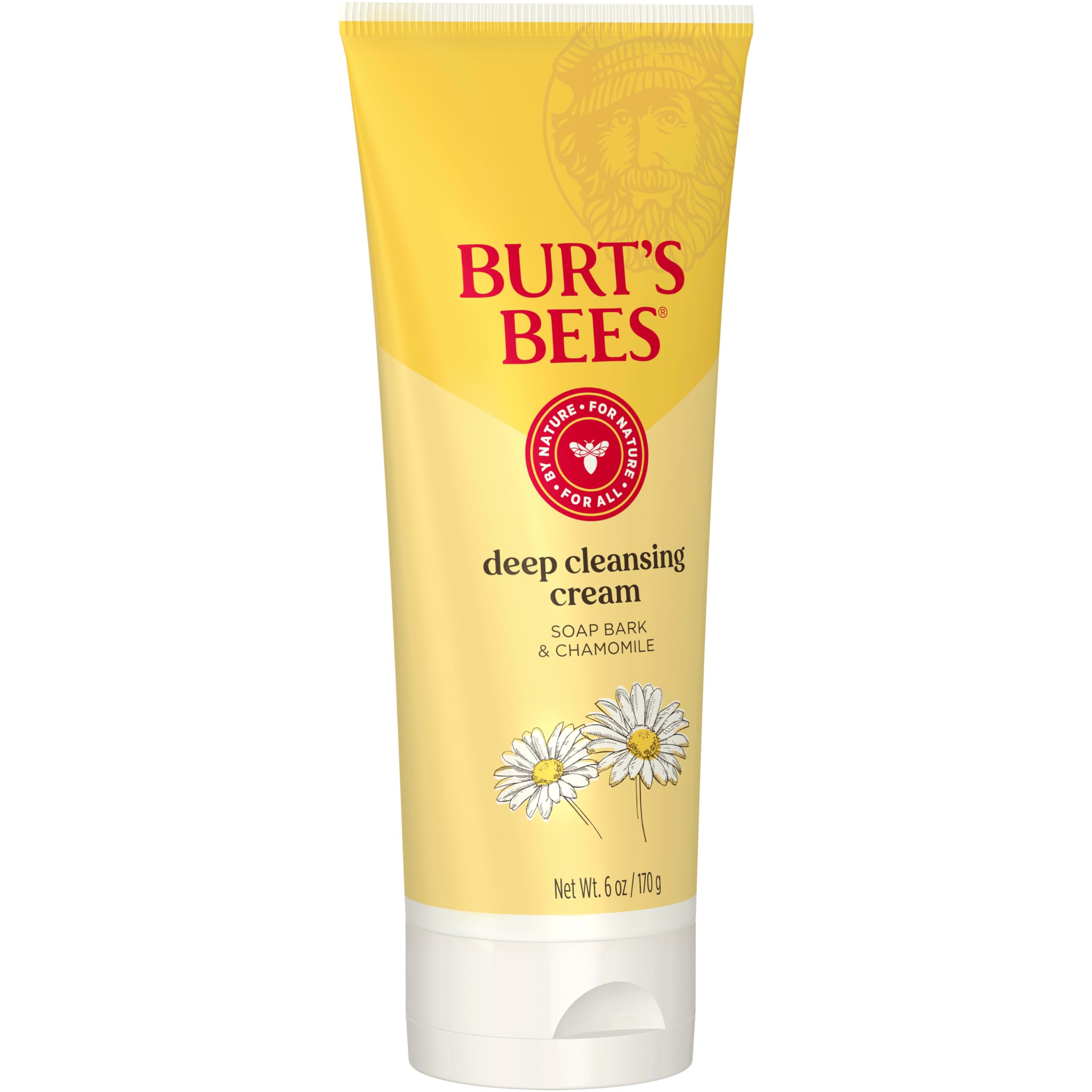 Burt's Bees Deep Facial Cleansing Cream with chamomile, natural skin cleaner, 6 oz, pack of 3, in varied packaging.