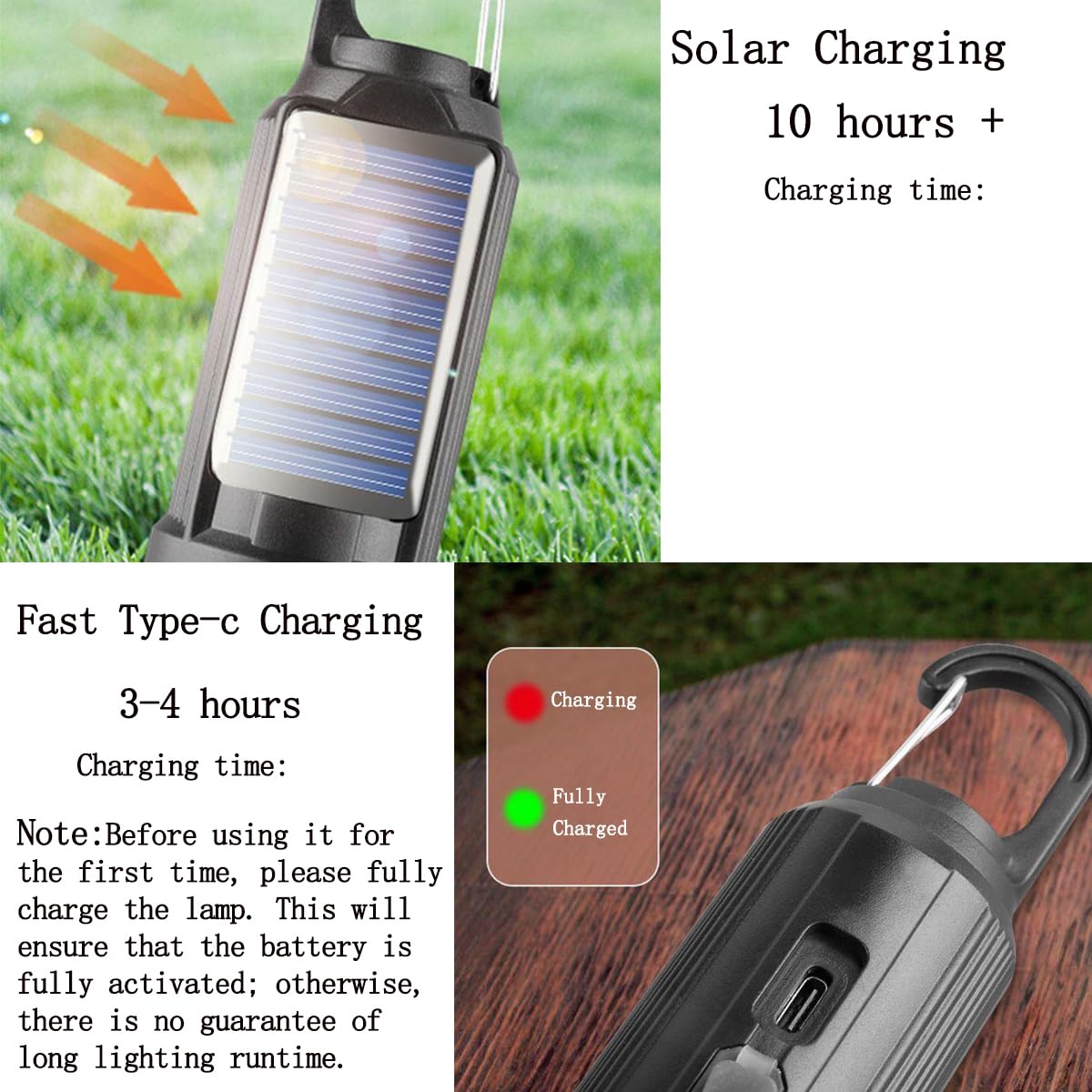 MuMuLZRer 4 Pack Warm Solar Camping Lights LED Bulb Lanterns USB Rechargeable – product photo (Electric Lanterns)