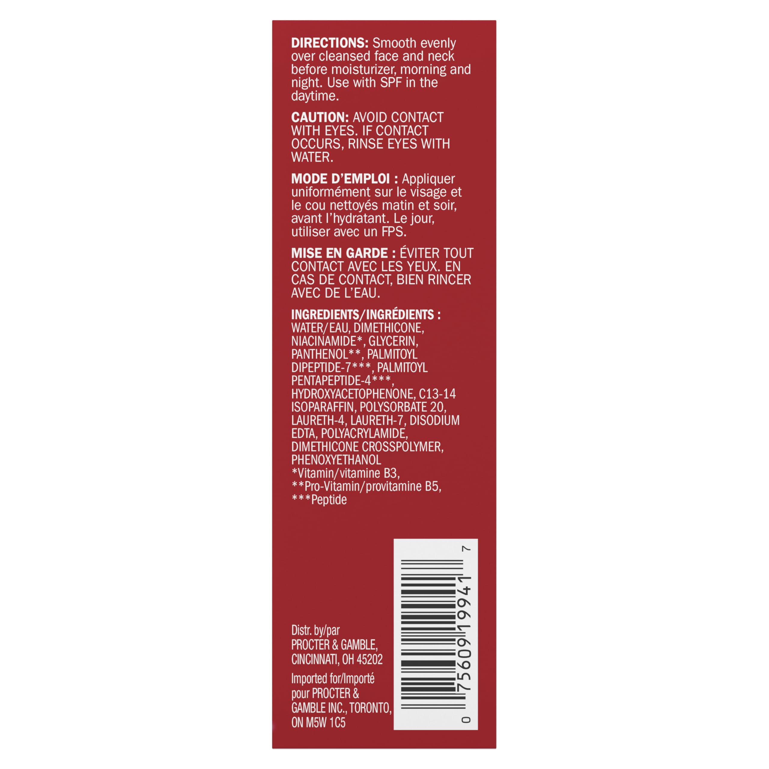 Olay Niacinamide MAX Wrinkle Reducing Serum for women, 1.3oz, featuring peptides and anti-aging ingredients in a clear bottle