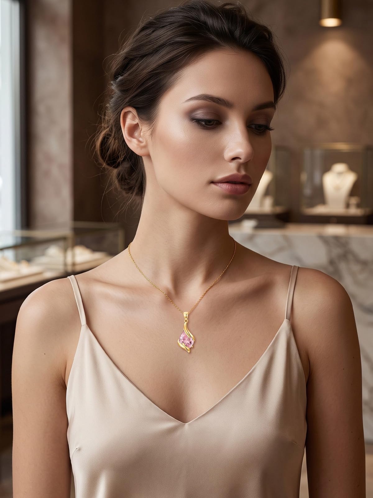 HPQQ Birthstone Necklace for Women Sterling Silver Teardrop Pendant Jewelry – packaging and label