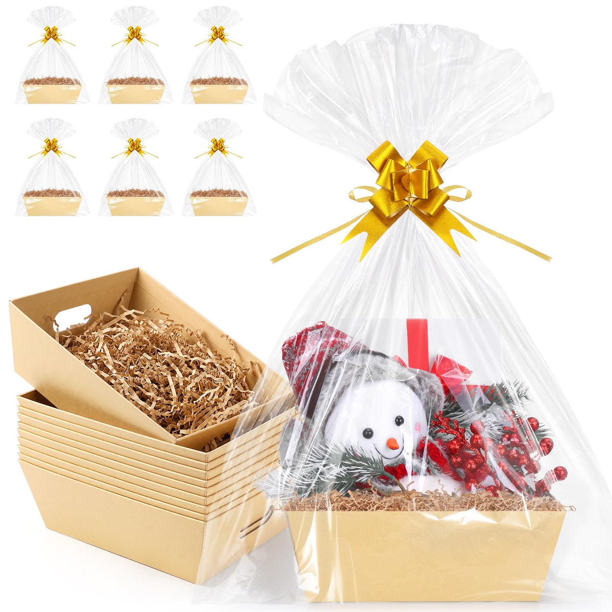 AFOROEOA 10 Pack Kraft Gift Baskets Empty 10x12 Large Basket - AFOROEOA Official Imagery - 2
