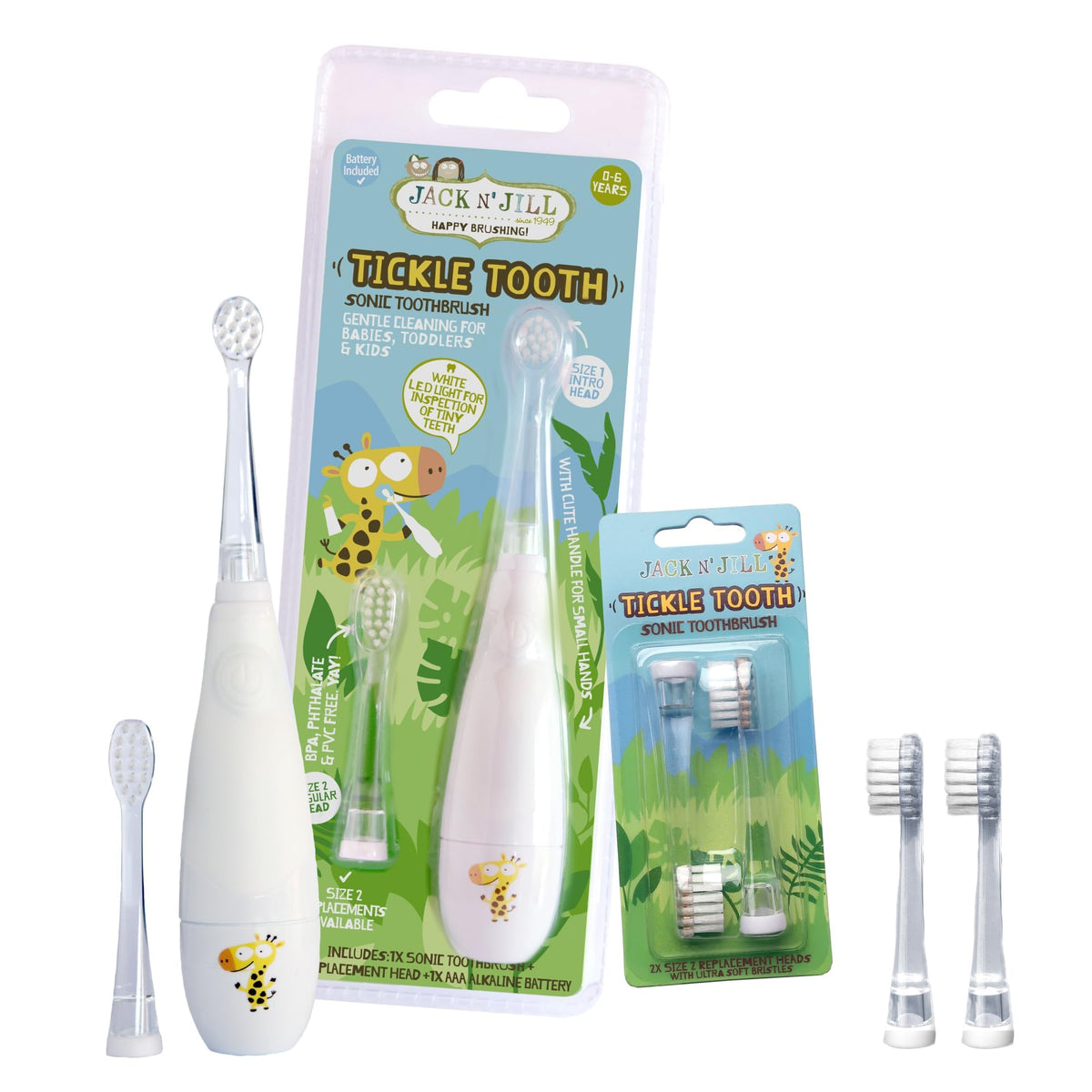Jack N Jill Tickle Tooth Sonic Toothbrush 1 Pack Replacement - Jack N' Jill Official Imagery - 1