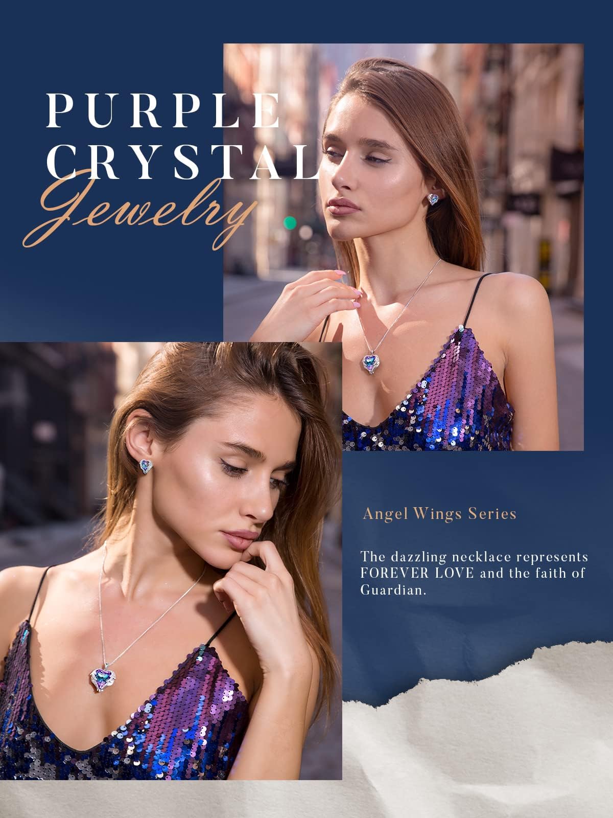 CDE Angel Wings Heart Birthstone Pendant Necklace Gift for Women – alternate angle