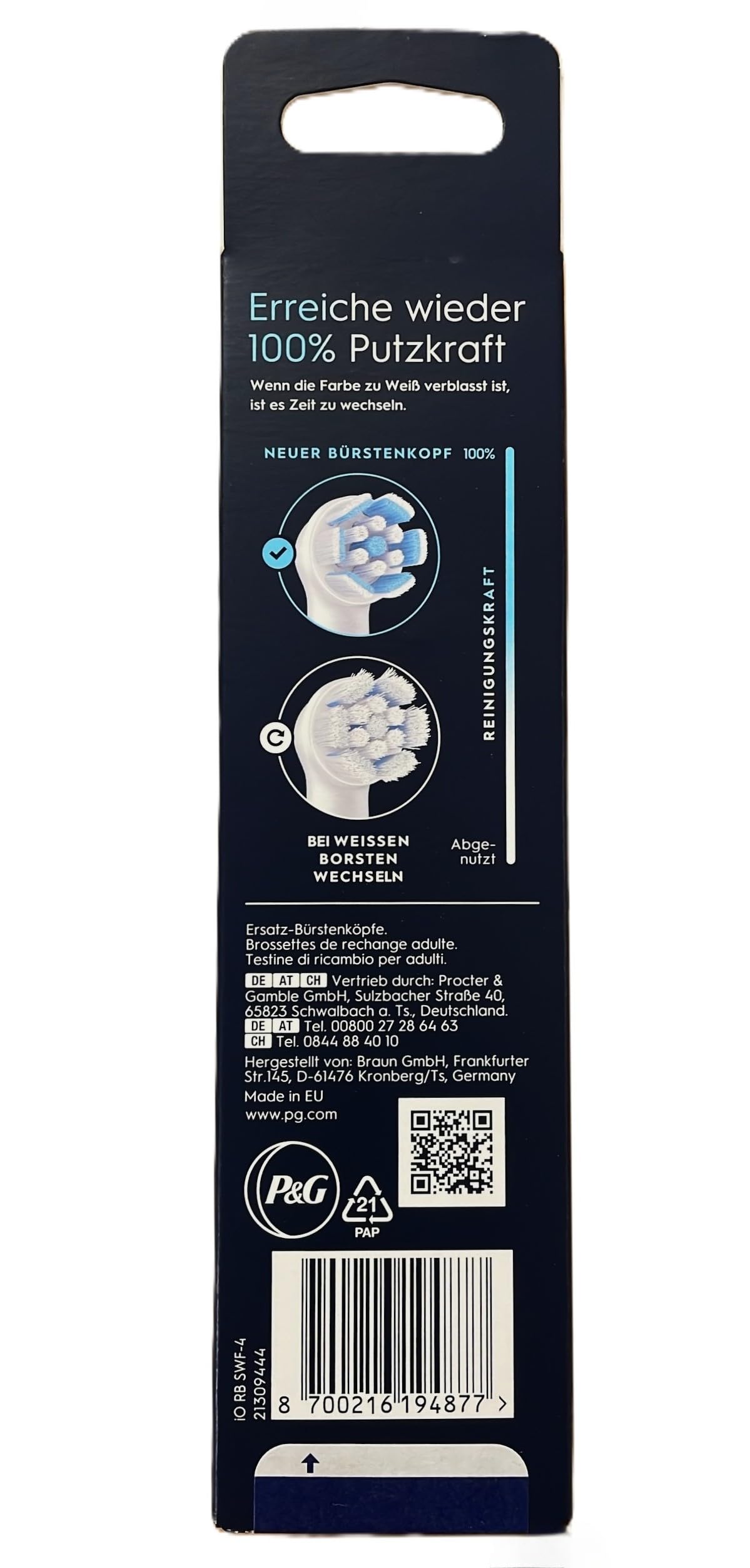 Oral-B iO Gentle Care Replacement Toothbrush Heads, White – close-up detail in White