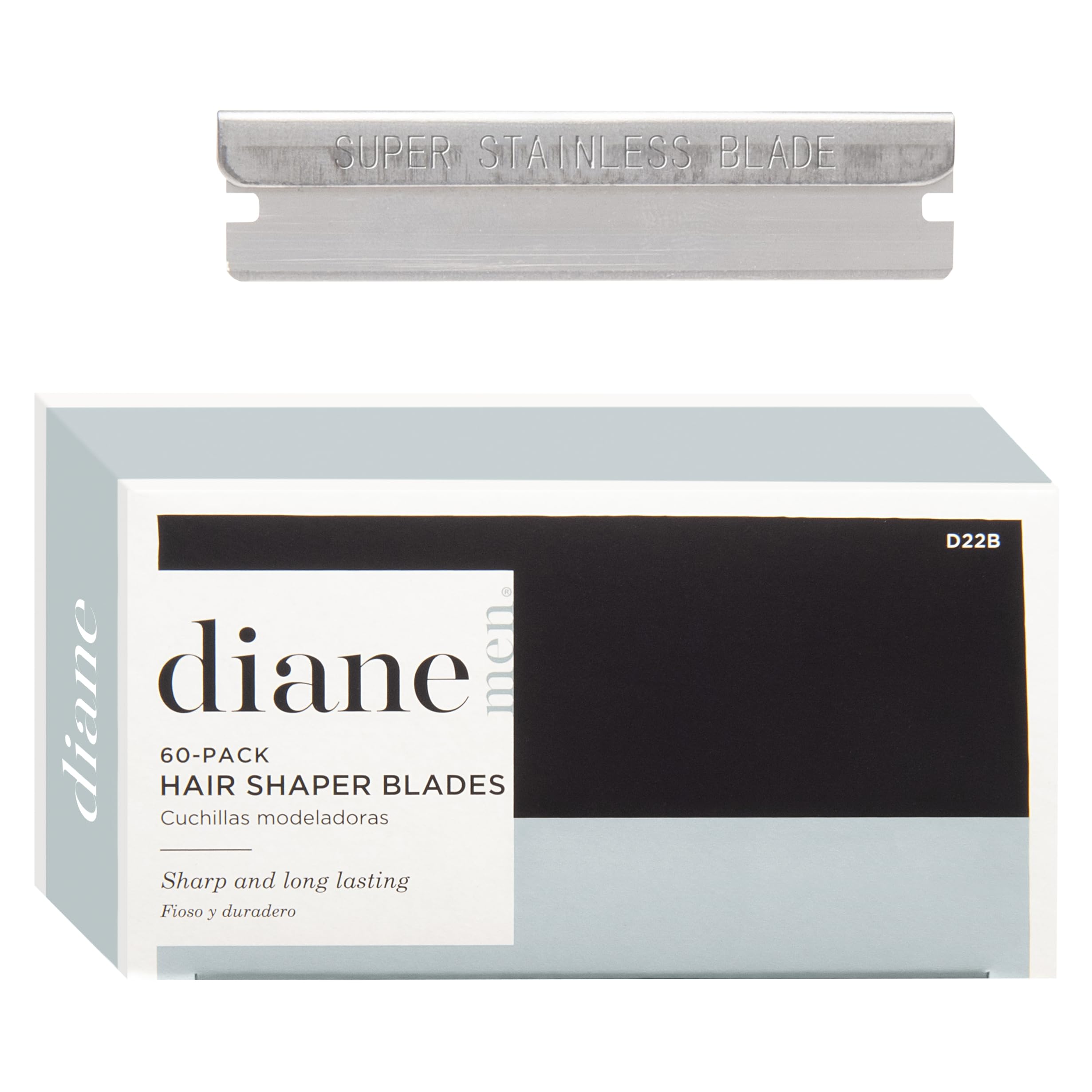 Diane Hair Shaper Razor Blades, Polymer Coated Stainless Steel Material, Precise Shaping, Trimming, and Cutting, Razor Refills for Barber, Straight Edge Razor Blade, 60-Pack