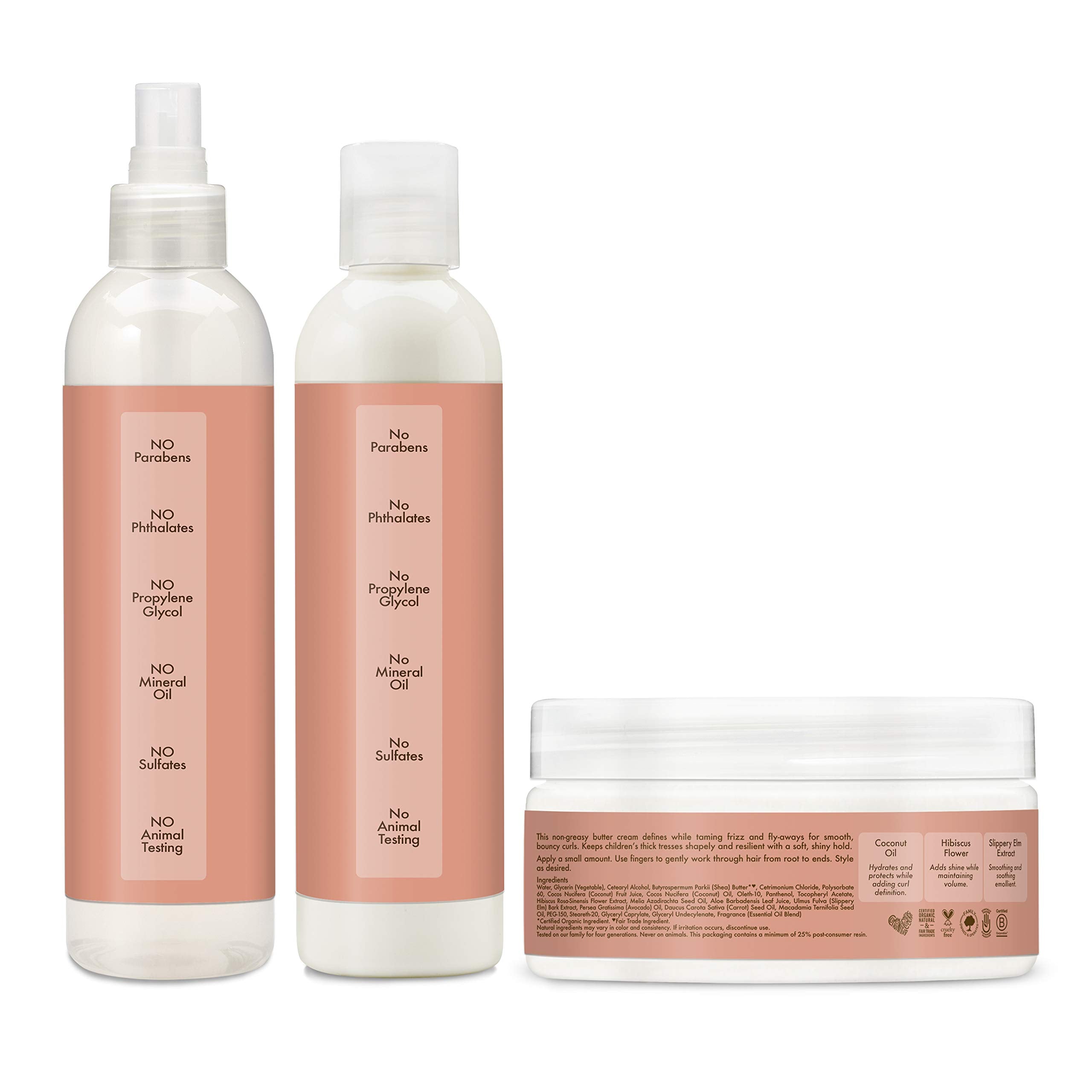 SheaMoisture Kids Curl Care Collection 3-piece set with gentle shampoo, conditioner, and styling cream for curly hair.