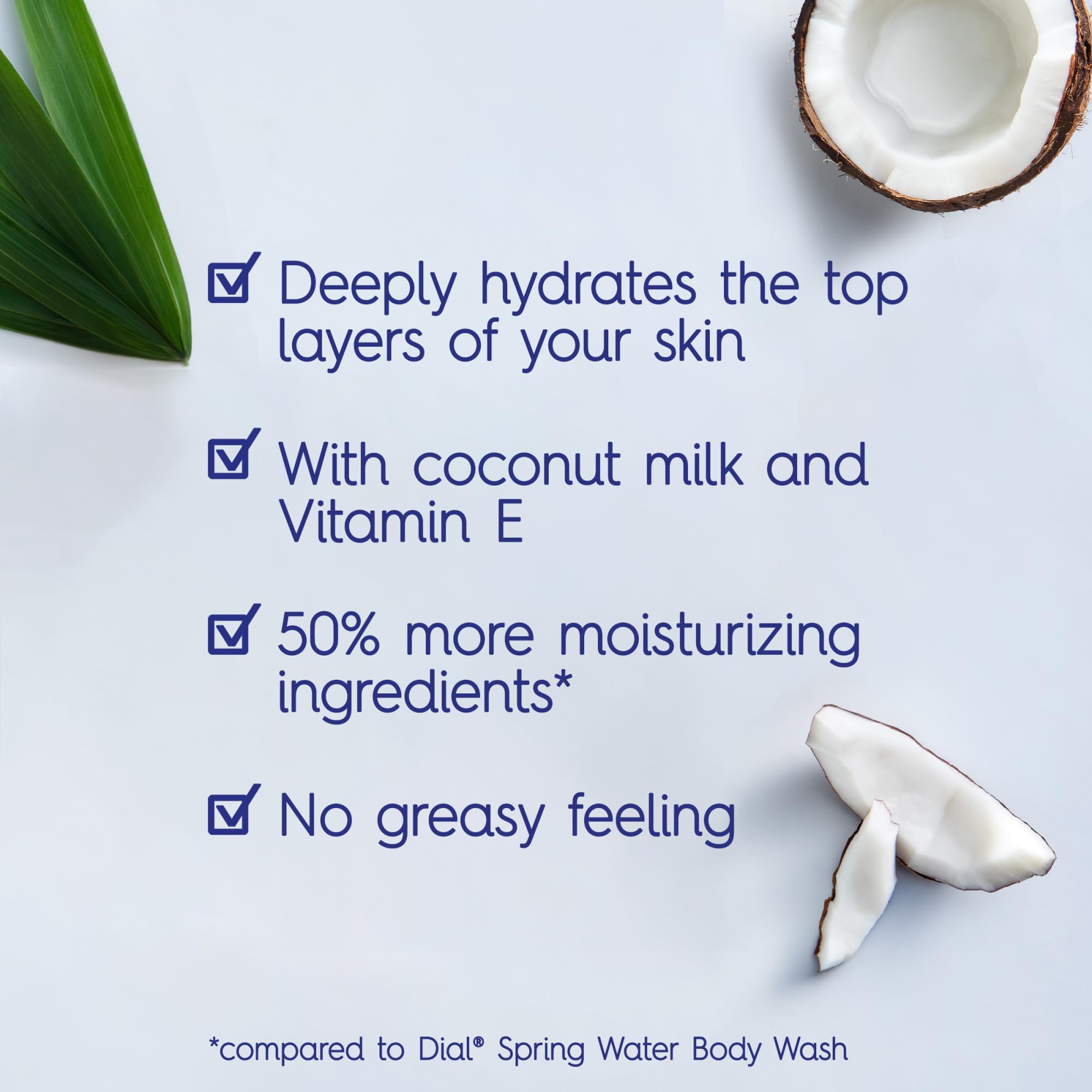 Dial Healthy Hydration Body Wash with coconut milk and vitamin E, 16 fl oz, 4-pack, moisturizing skin cleaning agent.
