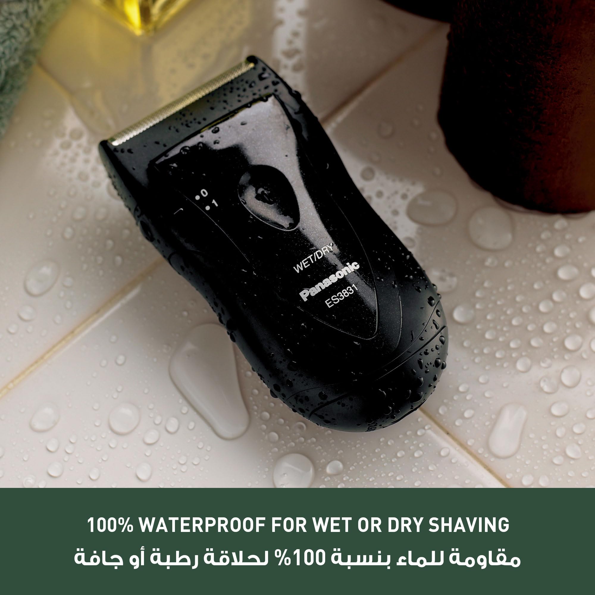 Panasonic Electric Razor for Men, Cordless Wet Dry Lightweight Shaver with Ergonomic Grip, ES3831K, Black