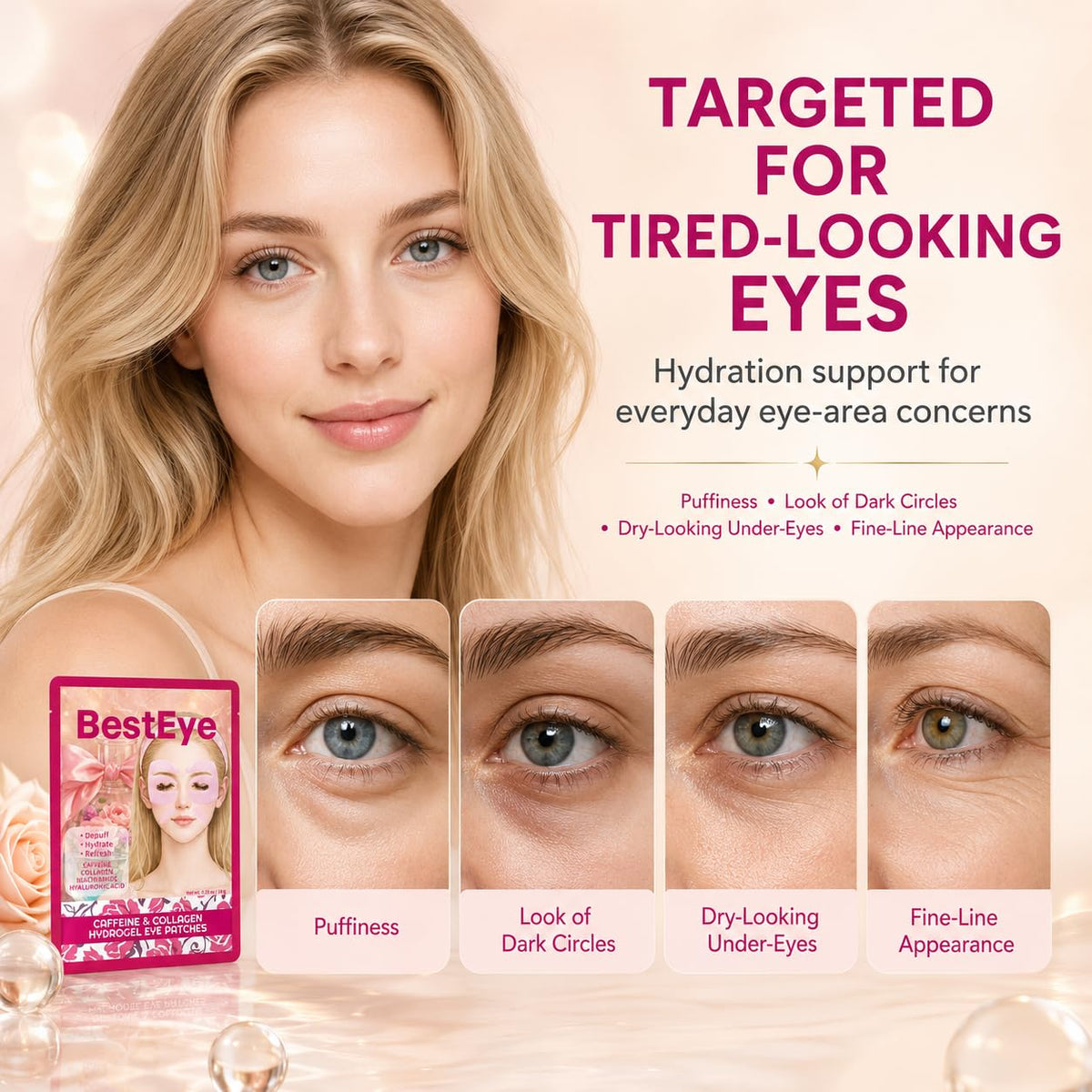 Besteye Collagen Under Eye Patches for Puffy Eyes and Dark Circles,Eye Mask – product photo (Masks)