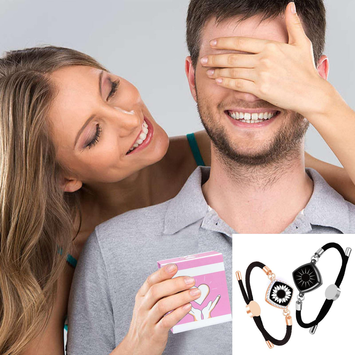 ZYWFAYUO Long Distance Touch Bracelets, Vibration & Light up Remote Smart Matching Couples Bracelet for Couple Long Dist