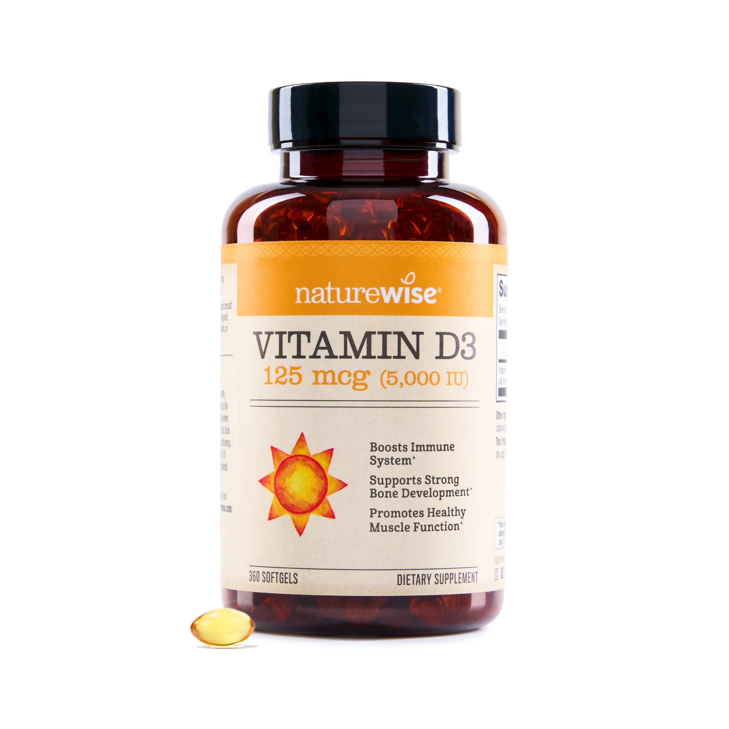 NatureWise Vitamin D3 5000IU Supplement, Immune Support, 360 - Product Imagery