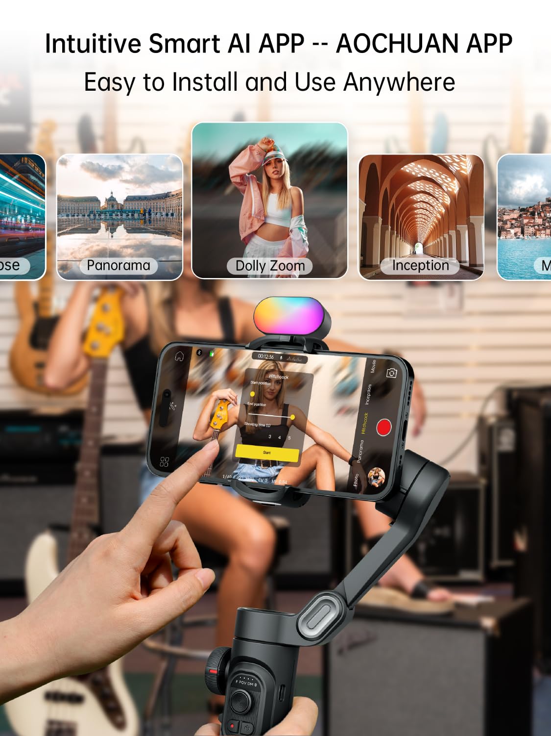 AOCHUAN Gimbal Stabilizer for Smartphone w/Gesture Control, XE Kit – packaging and label