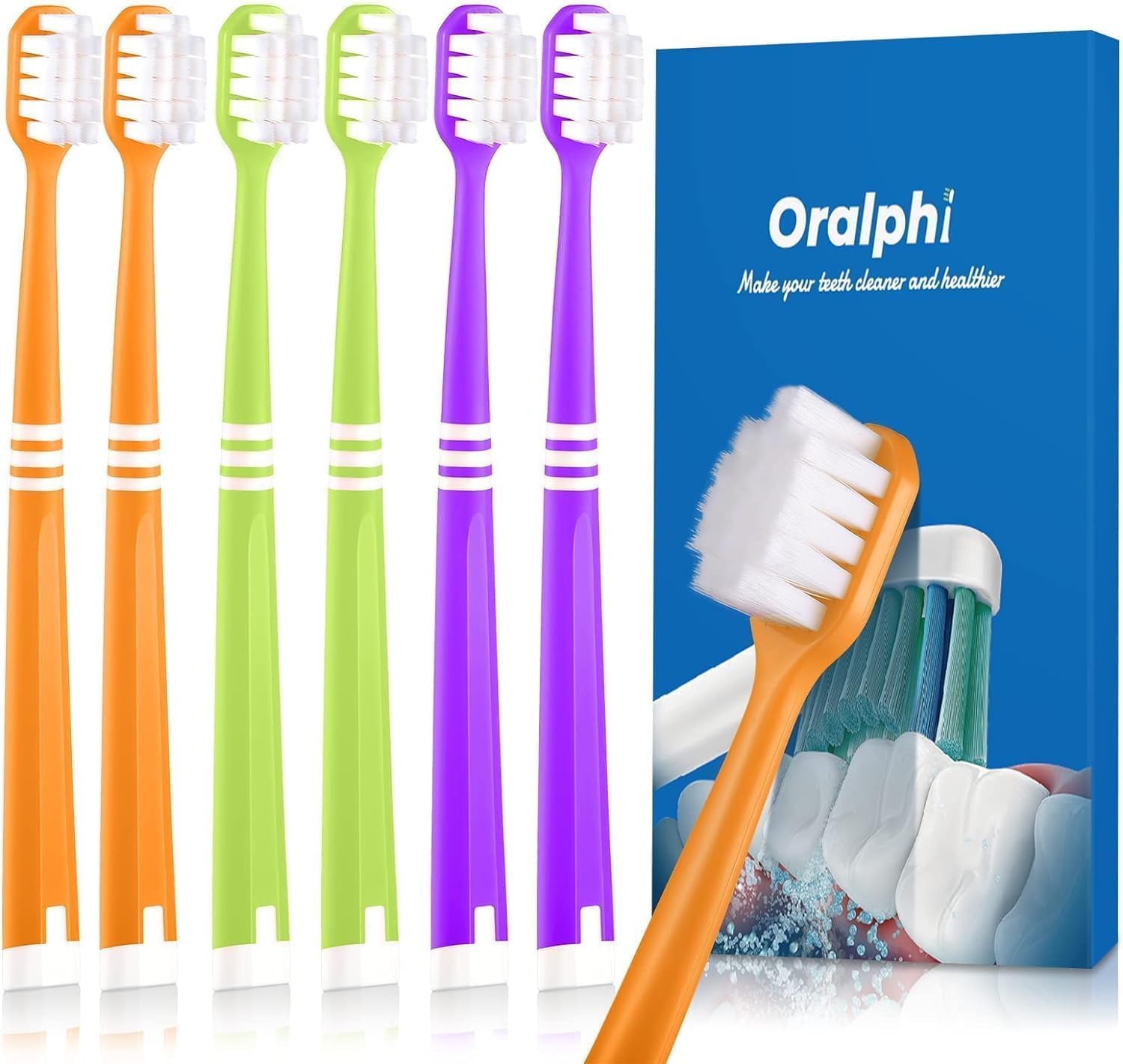 Extra Soft Toothbrush for Sensitive Gums, Wide Head Soft Bristle - Product Imagery