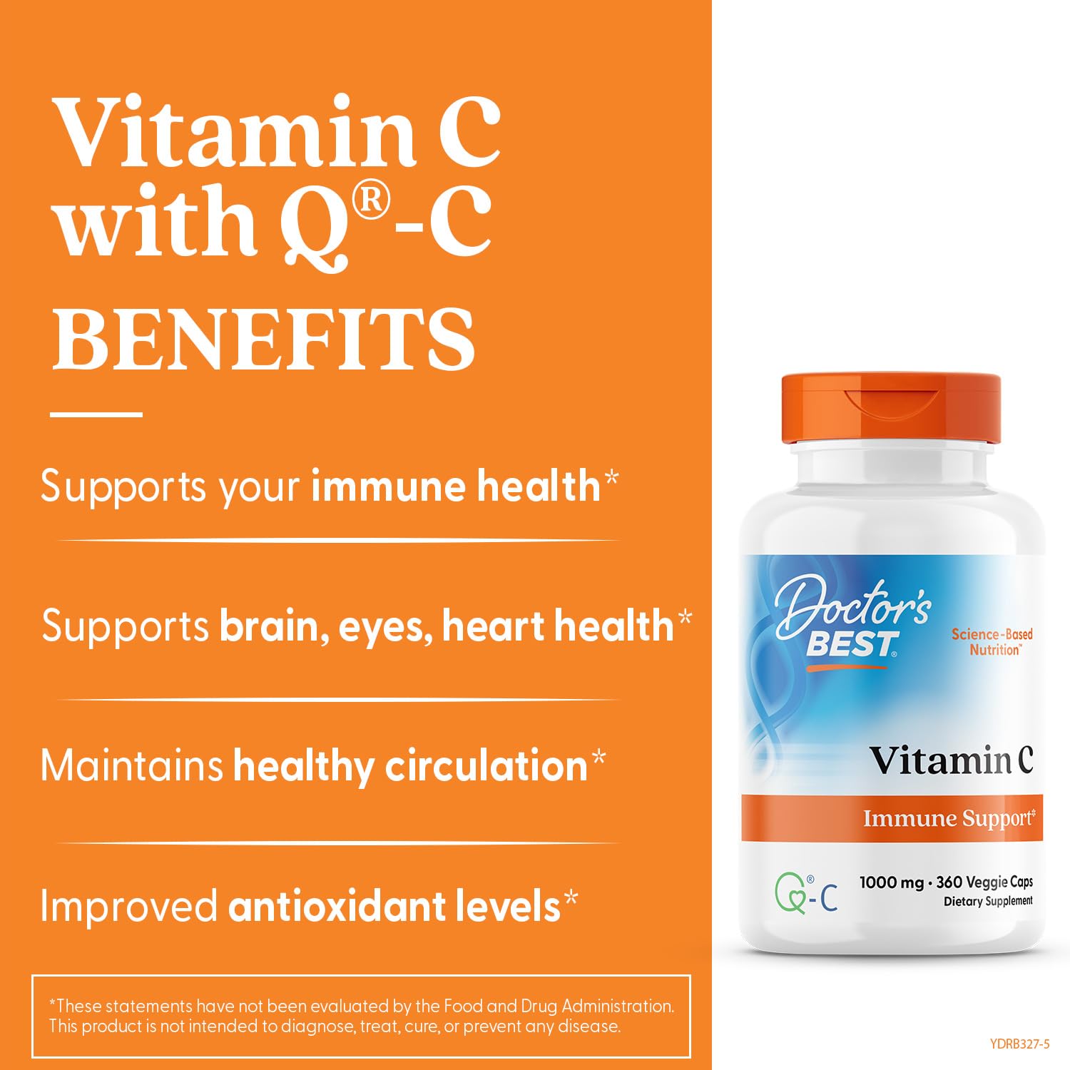 Doctor's Best Vitamin C 1000mg Supplement, for Men & Women, 360 Veg Caps