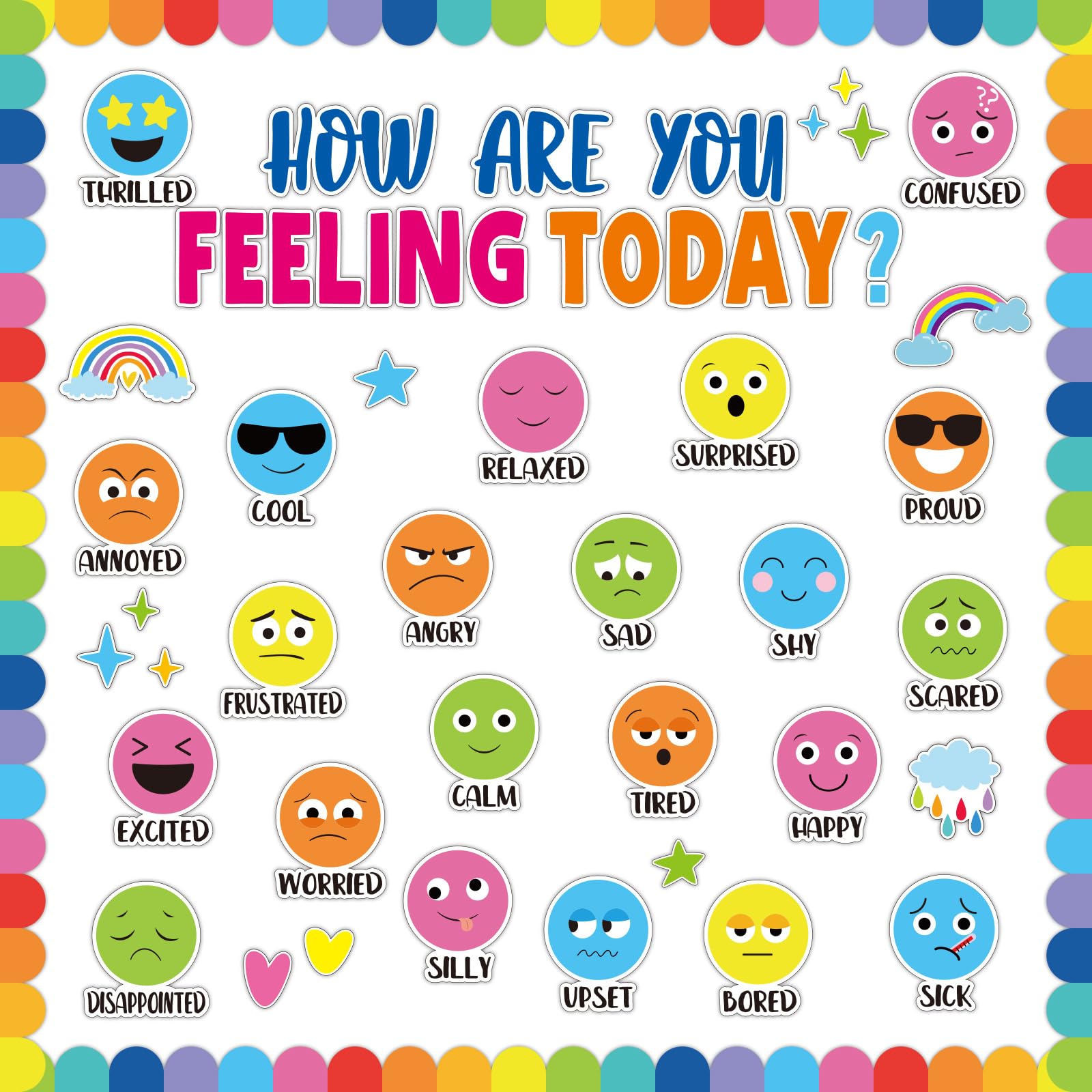 Colorful Feeling Emotion Bulletin Board Set Classroom - Product Imagery