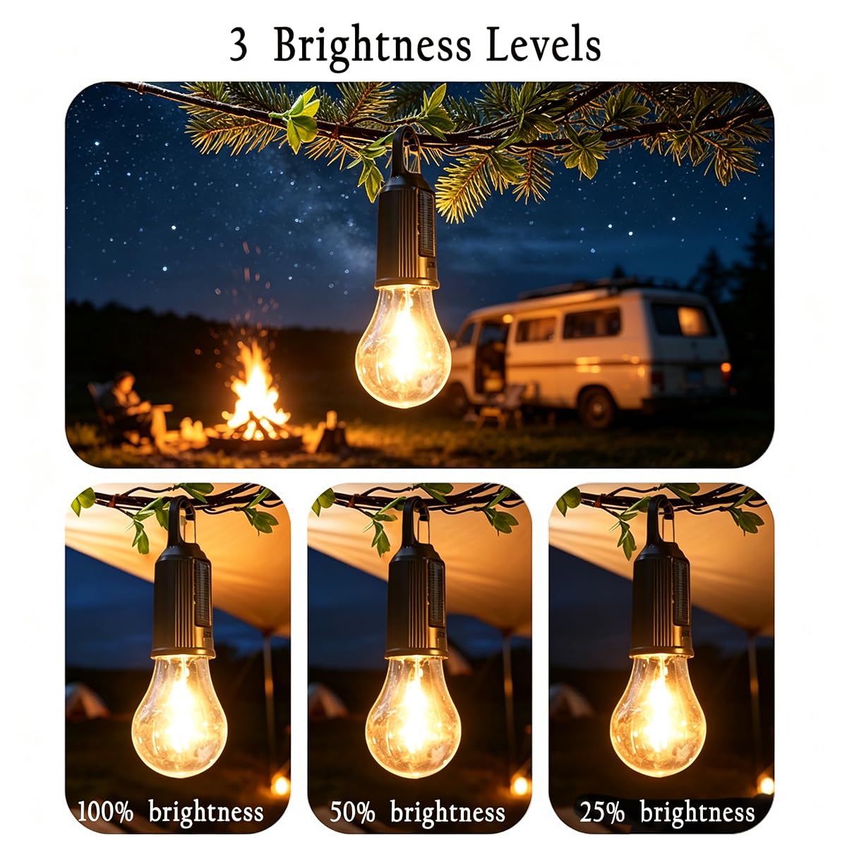 MuMuLZRer 6 Pack Rechargeable Solar Camping Light Bulb – close-up detail