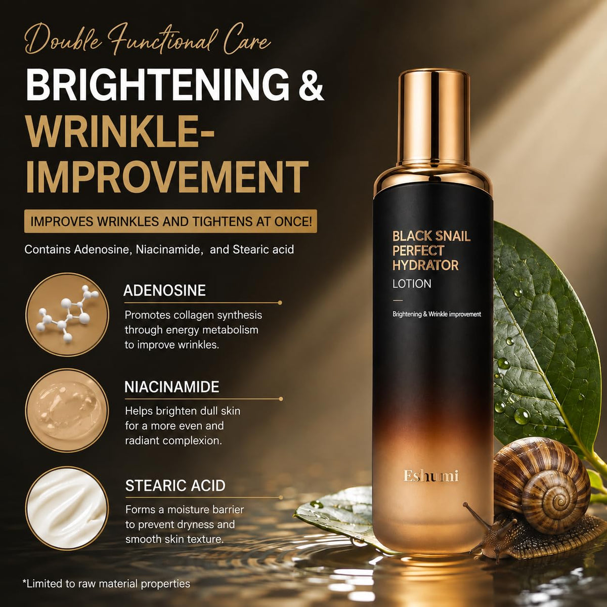 ESHUMI Black Snail Perfect Hydrator Lotion, Brightening & Wrinkle Improvement, Korean Premium Skincare 120ml/4.05 fl.oz 