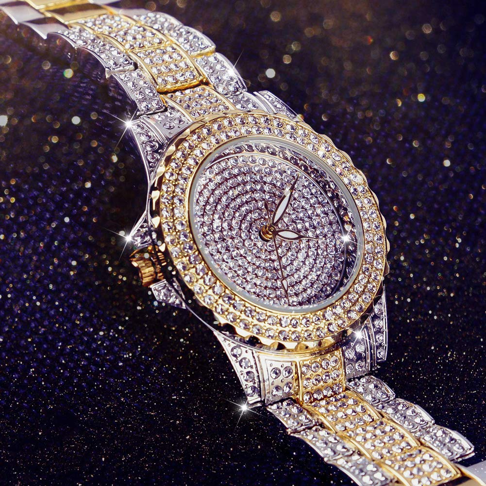 Smalody Round Luxury Women Watch Crystal Rhinestone Diamond Watches Stainless Steel Wristwatch Iced Out Watch with Japan