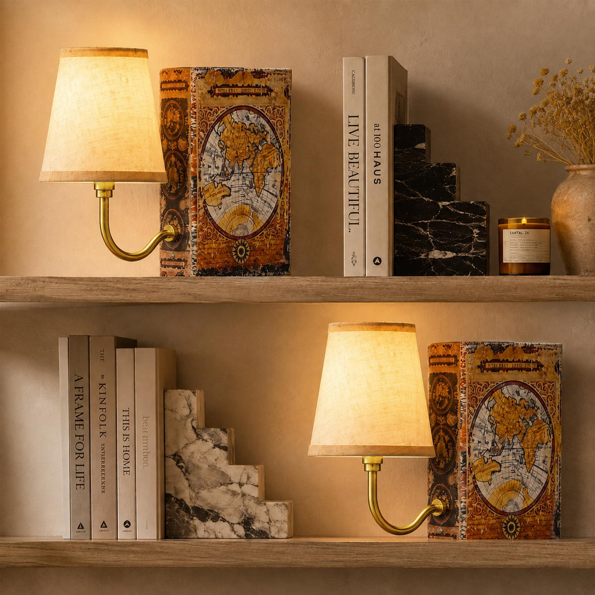 2 Pack Rechargeable Bookshelf Lamps Vintage Gold Touch - FUNTAPHANTA Official Imagery - 1