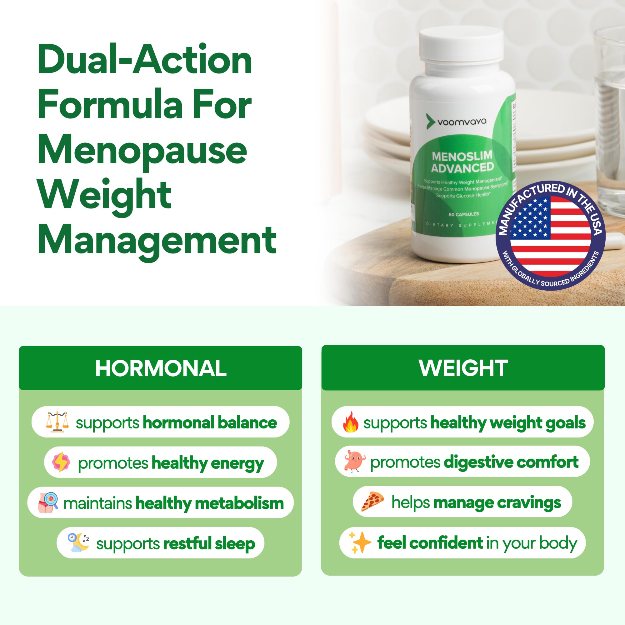 VoomVaya MenoSlim Advanced Menopause Weight Loss Supplements for Women