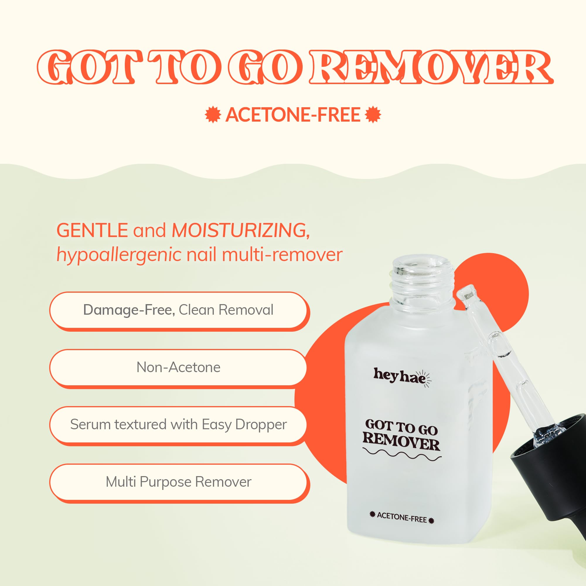 Heyhae Semi Cured Gel Nail Strip Remover, Acetone Free Formula, 1.01 fl.oz