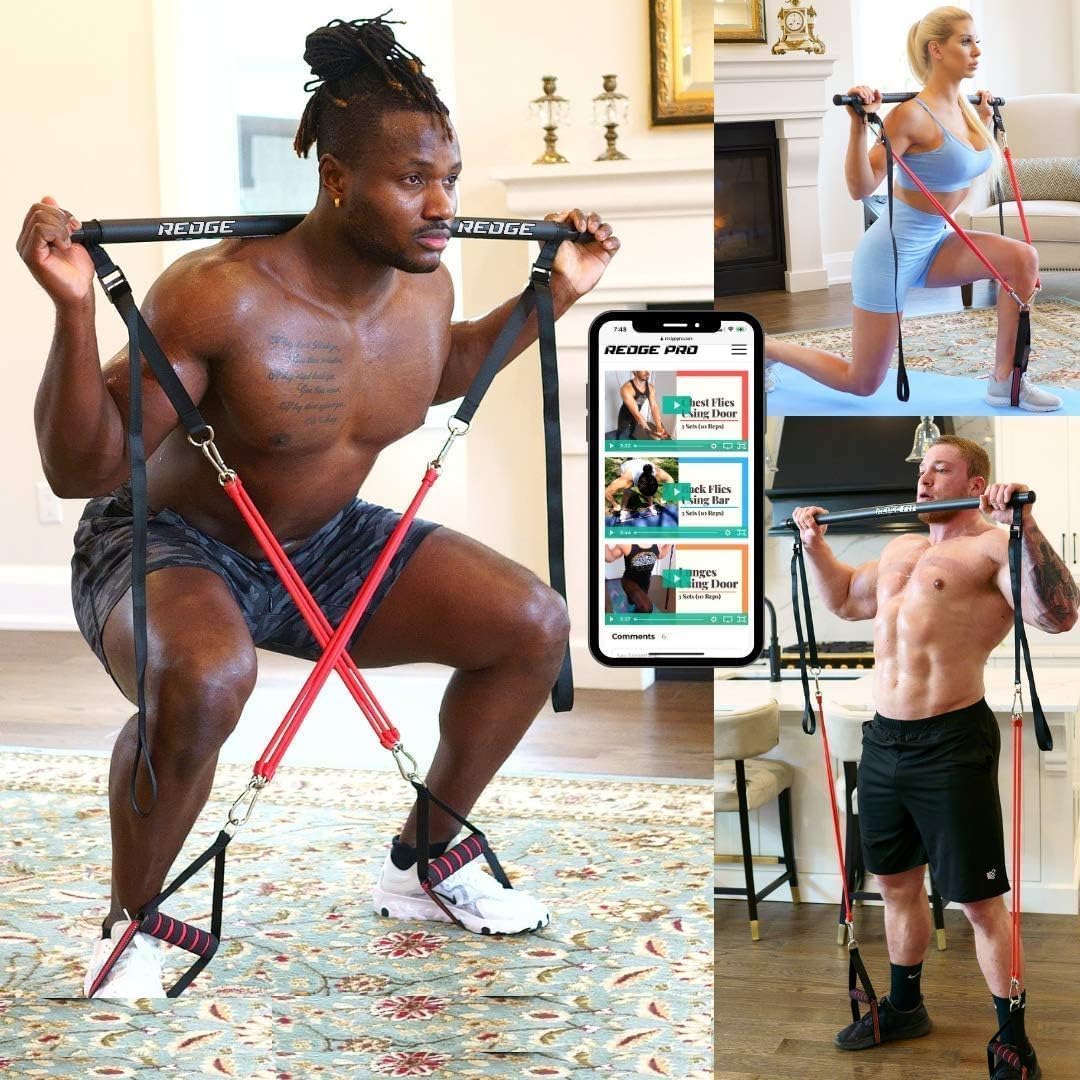 Redge Fit™ Complete Portable Full Body Home Gym Park Workout Set I Resistance Bands for Beginners to Elite Athletes I Pi