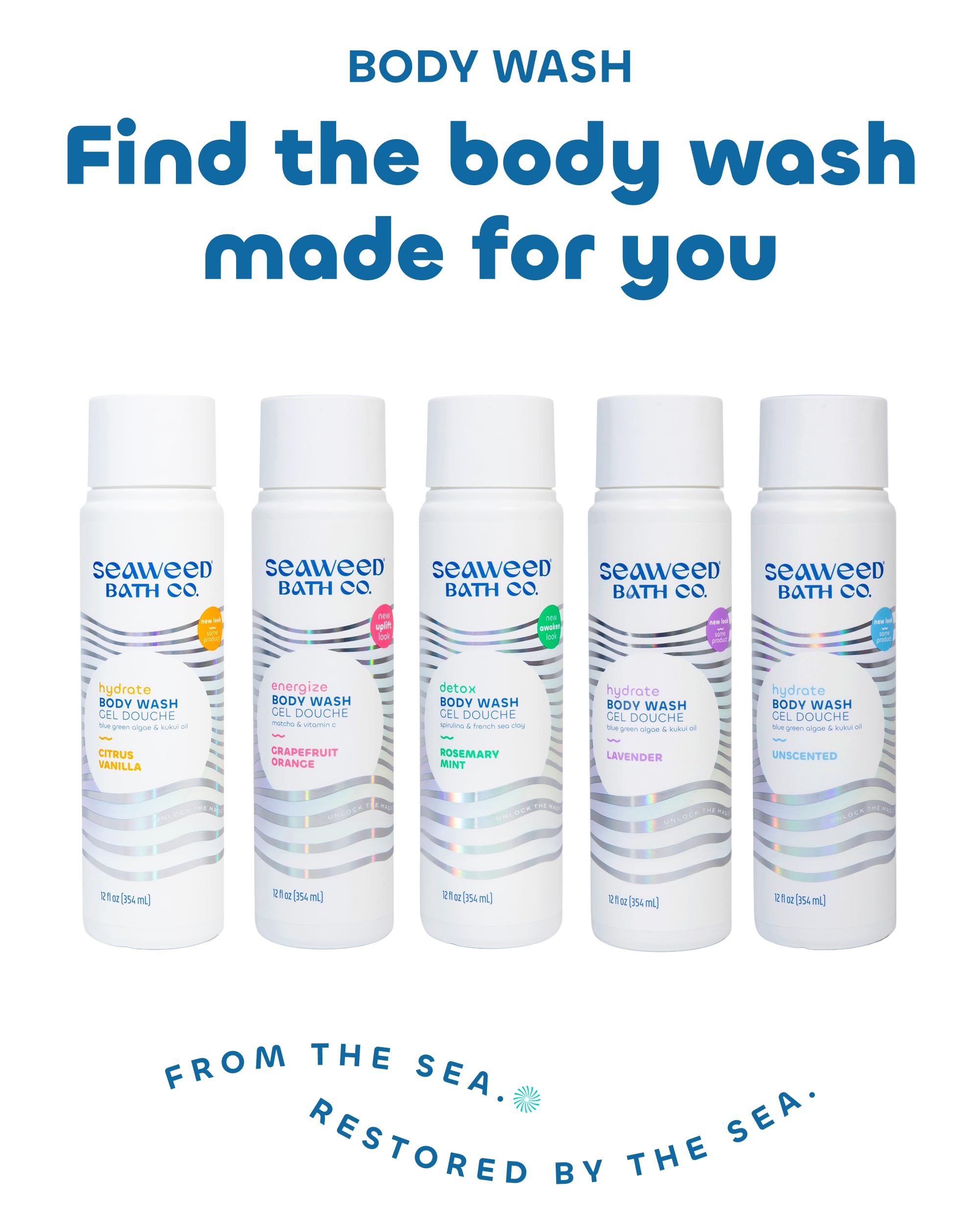 Seaweed Bath Co. Hydrate Citrus Vanilla Body Wash in 12oz bottle, featuring a refreshing citrus vanilla scent and nourishing formula.