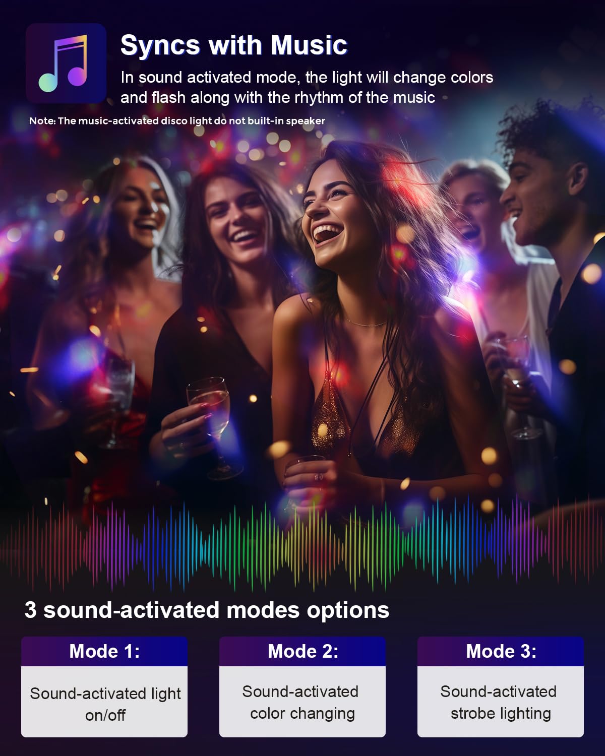 Luditek 4-Pack Sound Activated Party Lights with Remote Control Dj Lighting, Disco Ball Light, Stage Lamp Strobe Light f