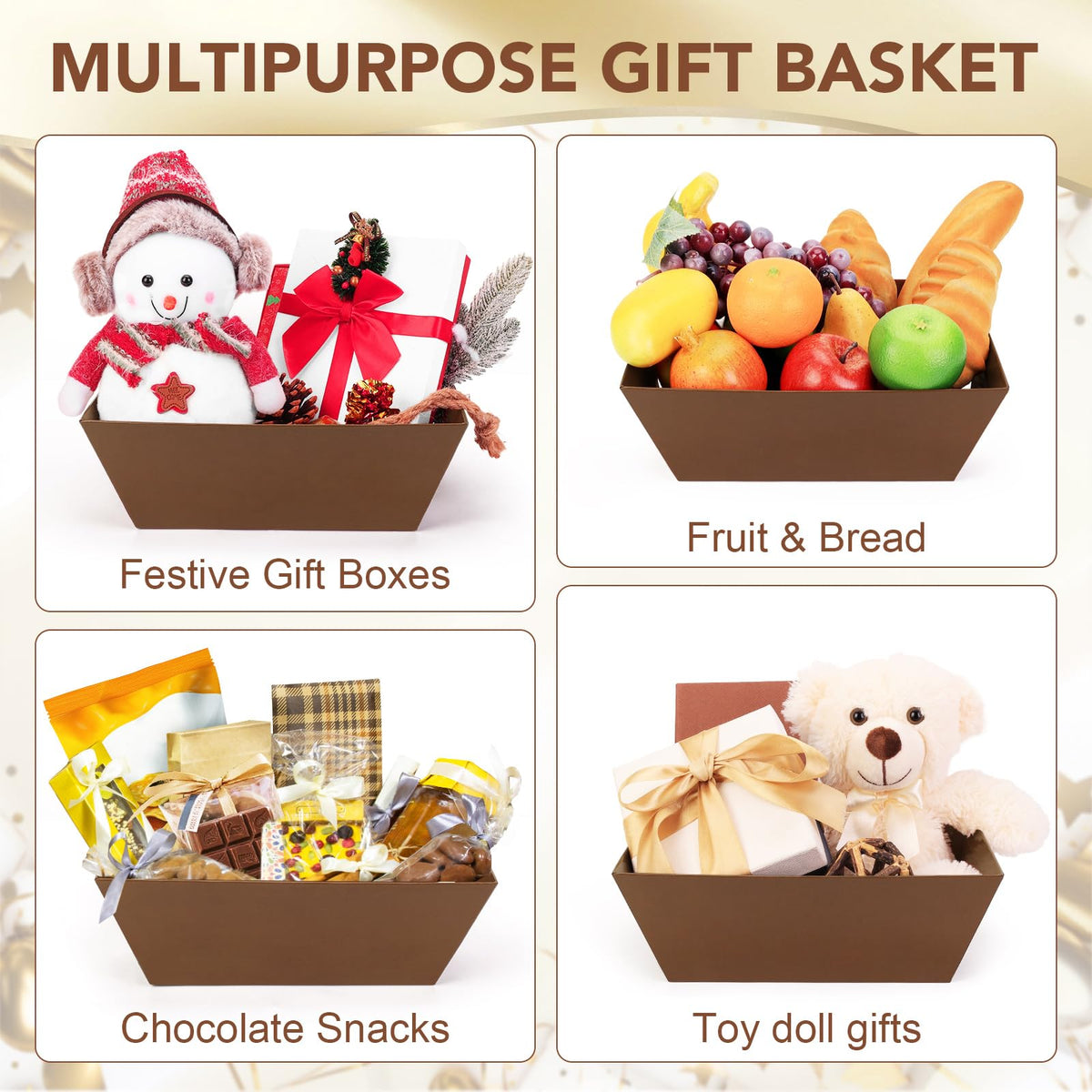 20PACK brown Baskets For Gifts Empty 10 x 8 Thick Gift - AFOROEOA Official Imagery - 8