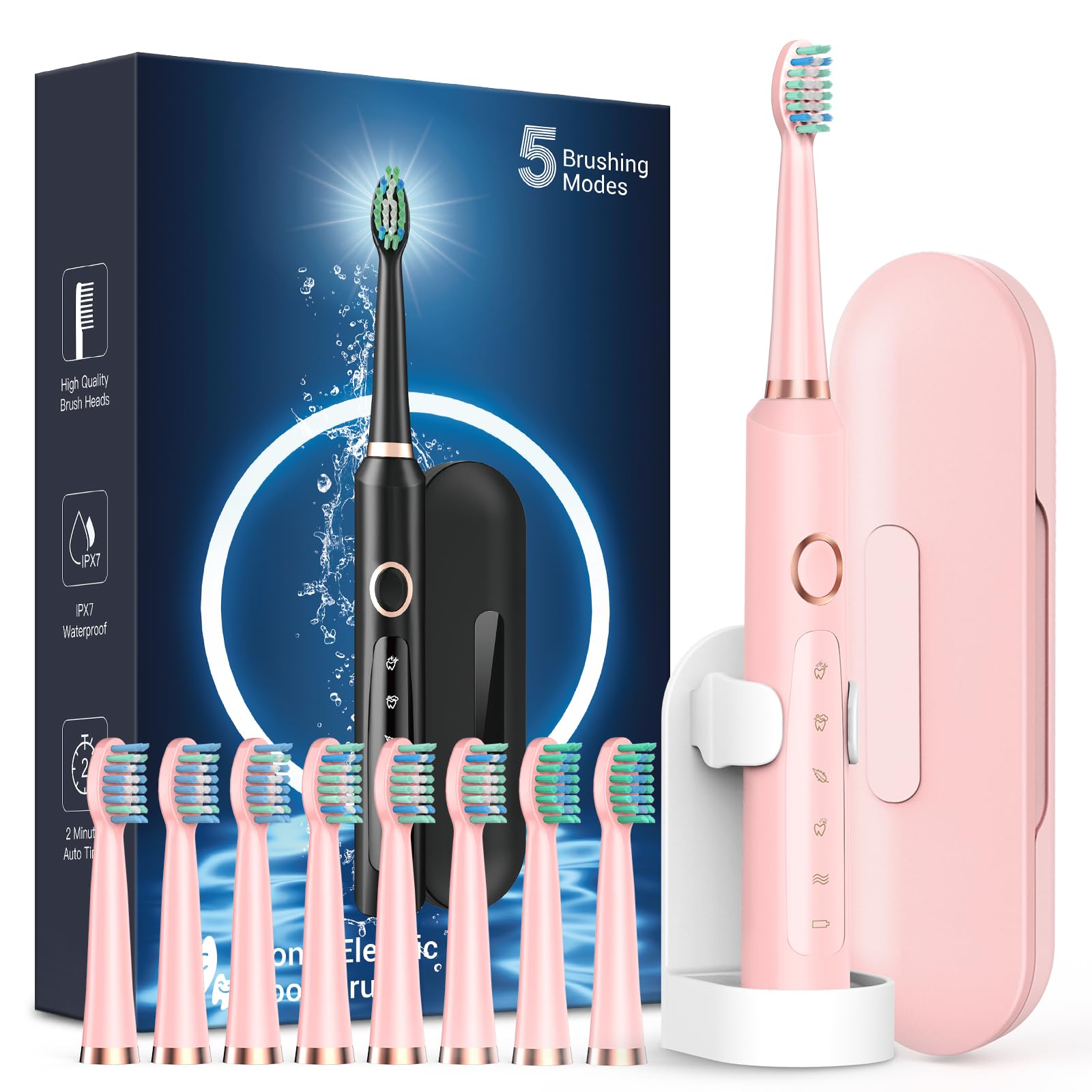 Rtauys M5 Sonic Electric Toothbrush for Adults and Kids - - Product Imagery