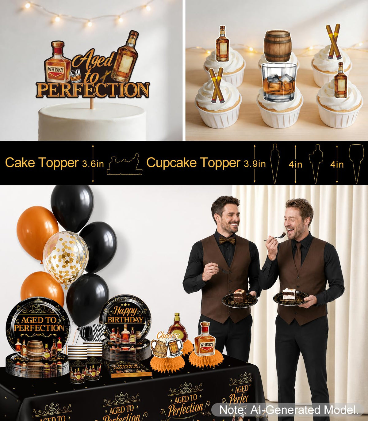 Yingoto 212PCS Aged to Perfection Birthday Decorations Men Serves 25