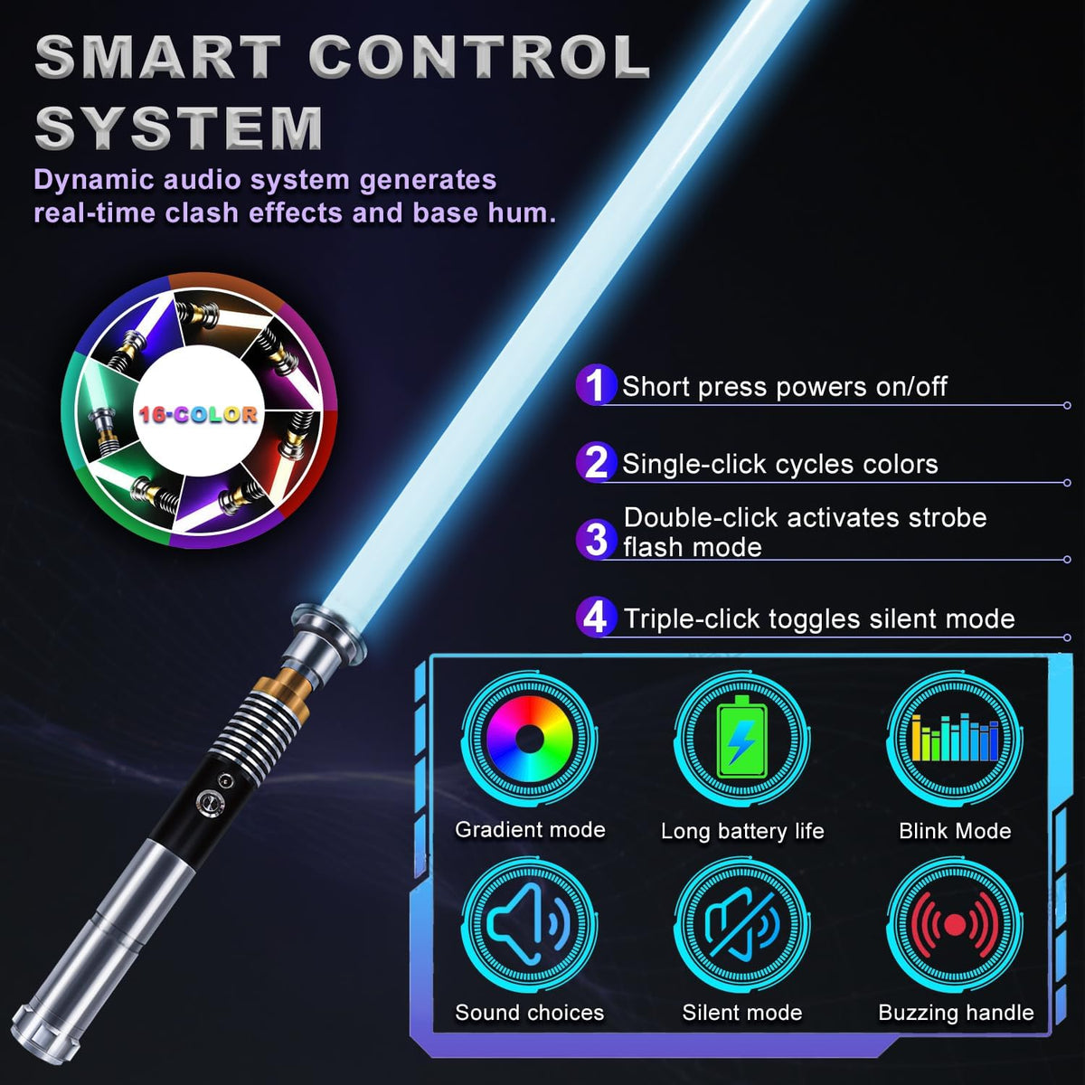 XUZ Light Up Saber for Adults Men Boys 16 Color Metal Hilt - XUZ Official Imagery - 6