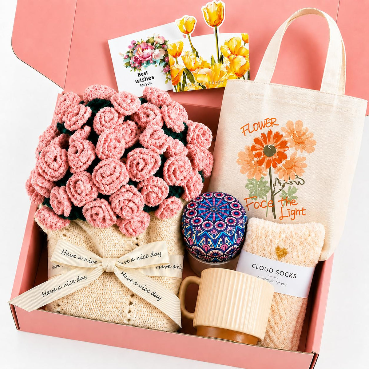 Gifts for Women Self Care Gift Set with Bouquet Blanket Cup - Smbrige Official Imagery - 2