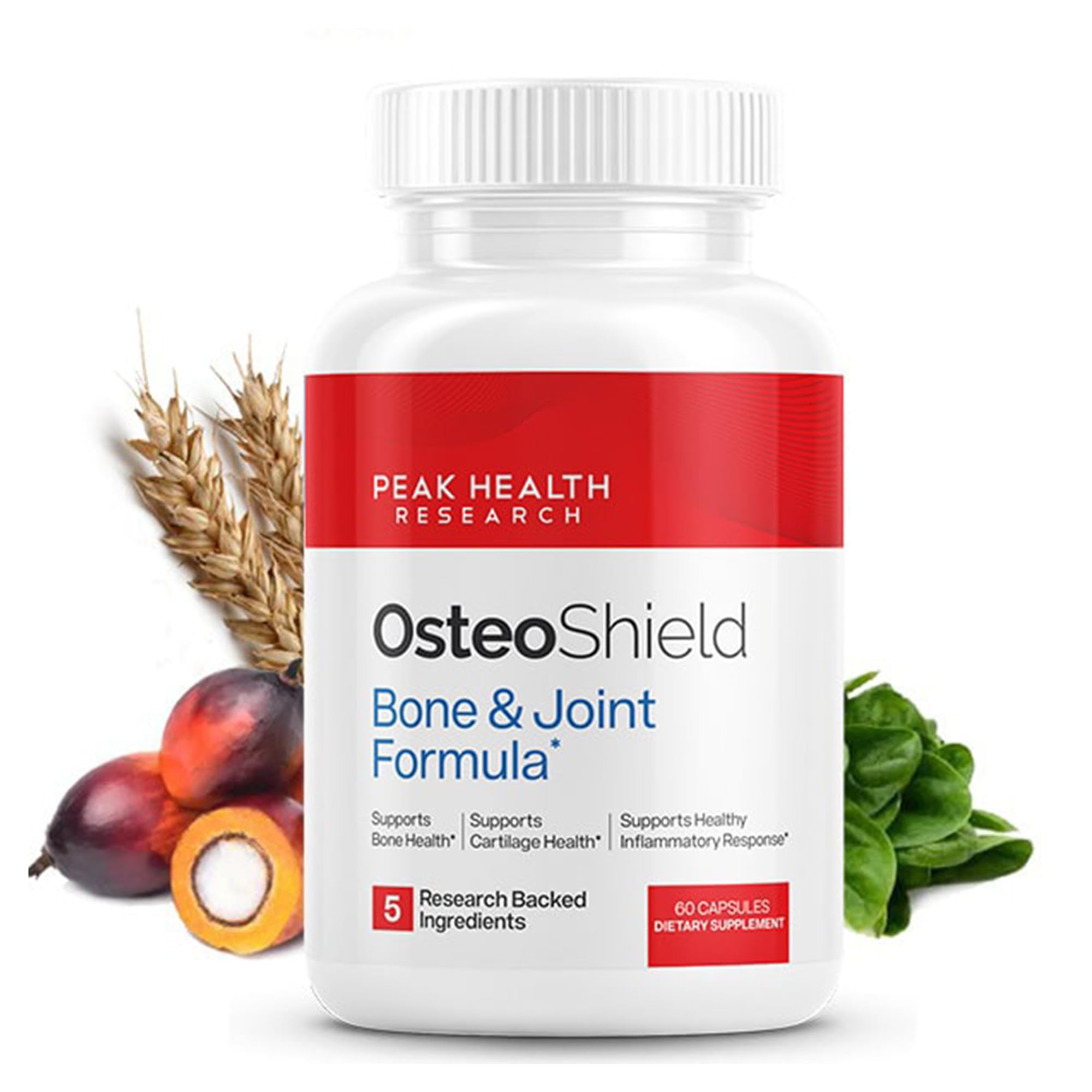 OsteoShield Peak Health Research - Bone & Joint Formula - Calcium Supplements for Women & Men with Vitamin D3, K2 & Aquamin - Triple Action Formula for Better Bone Health - 60 Capsules