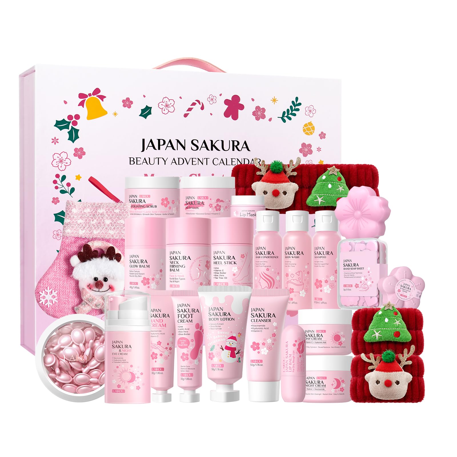 LAIKOU Japan Sakura Beauty Advent Calendar 2025, Christmas Gifts - Product Imagery