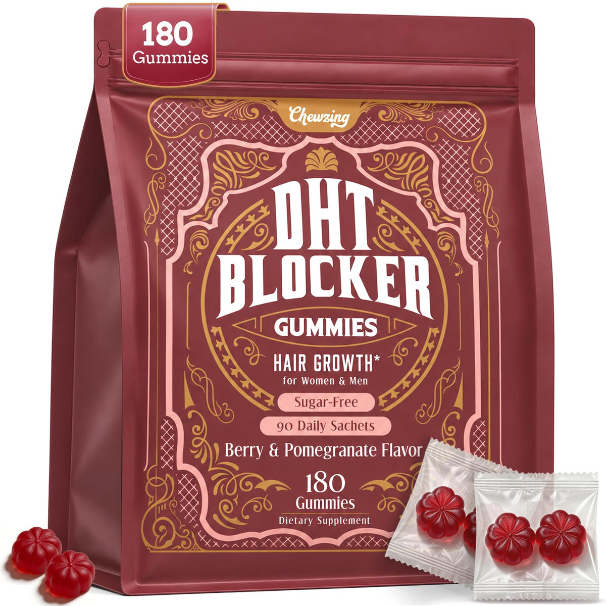 DHT Blocker Gummies with Saw Palmetto Pumpkin Seed Oil 180 - Chewzing Official Imagery - 1
