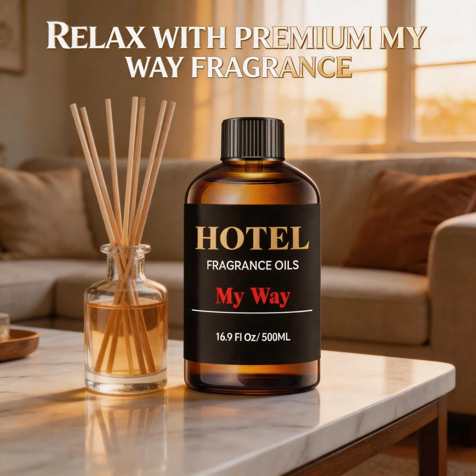 Qiapu My Way Diffuser Oil in hotel luxury fragrance blend, essential oil bottle with elegant packaging and natural scent details