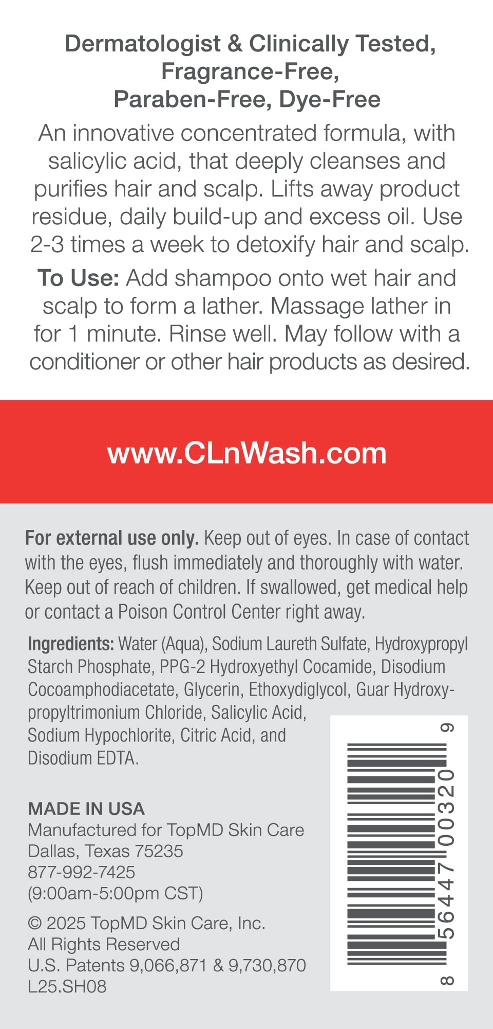 CLn® Shampoo - Clarifying Formula with Salicylic Acid, For Normal to Oily Scalp Prone to Folliculitis, Dandruff, Itchy &