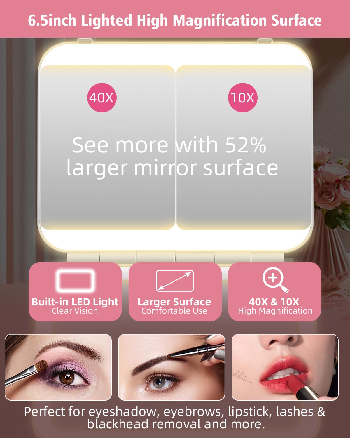 CC Mirrors Vanity Makeup Mirror with Lights, Large Lighted 10X & 40X Magnifying Mirror – product photo (Makeup Mirrors)