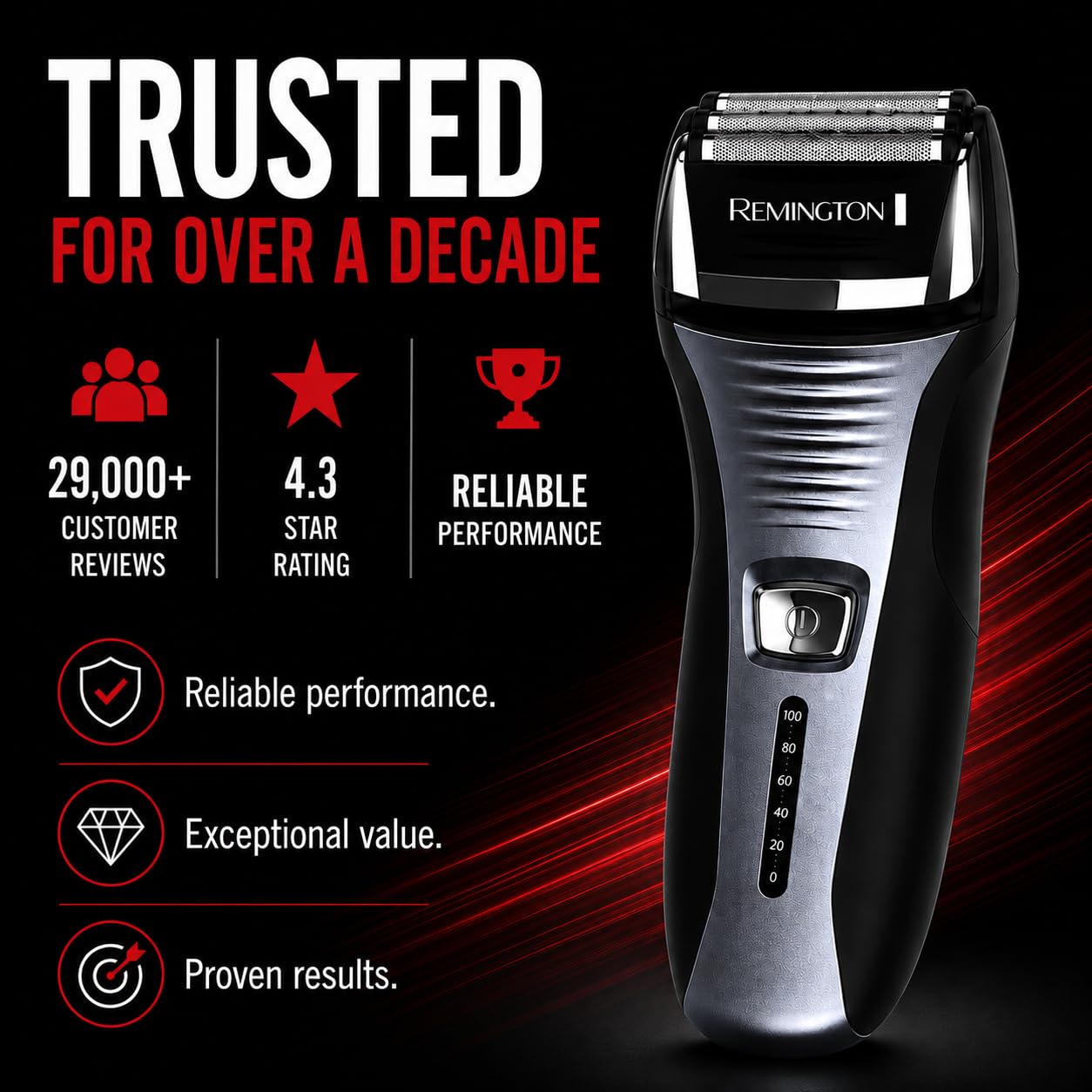 Remington F5 Power Series cordless electric foil shaver for men with rechargeable design and ergonomic handle.