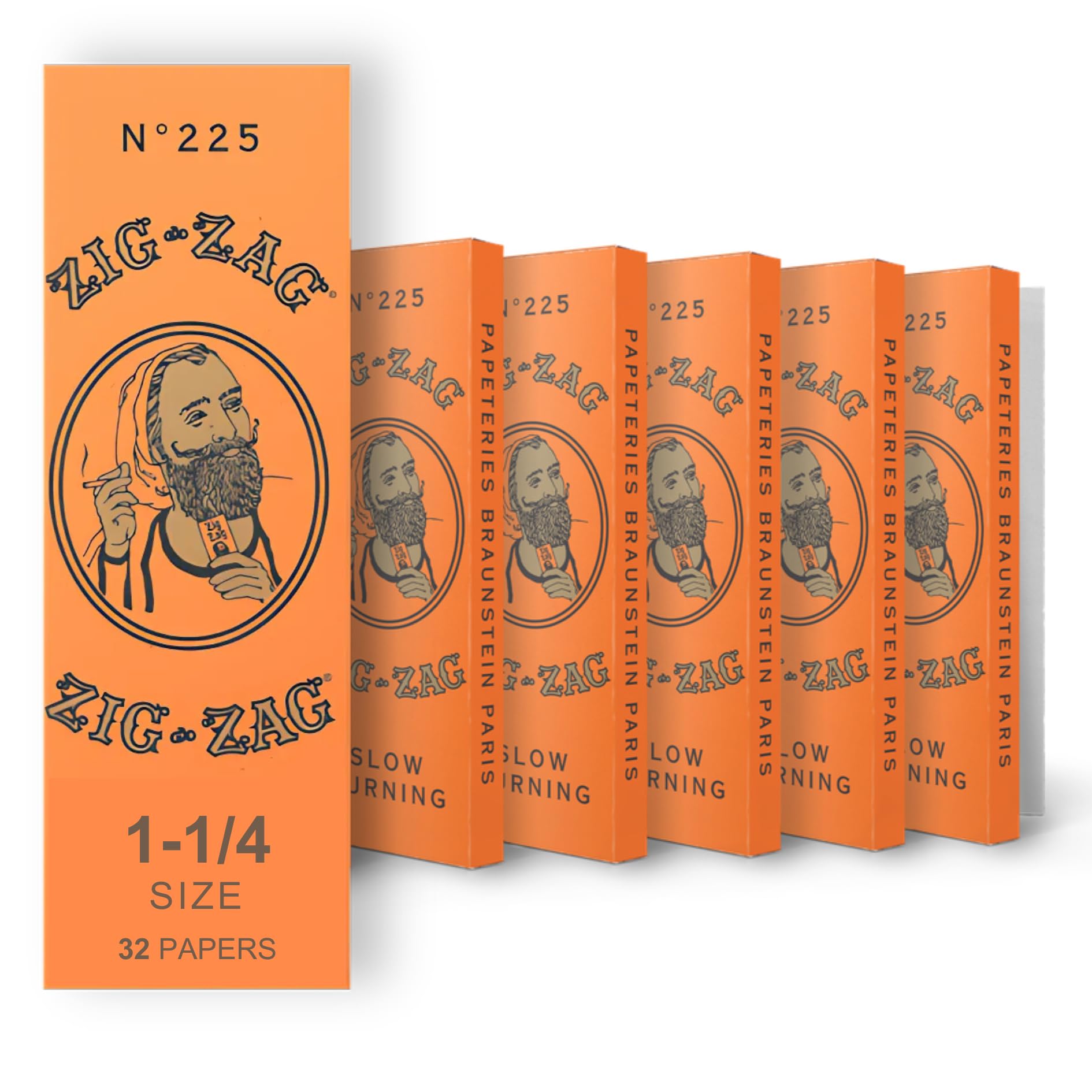 ZIG-ZAG Rolling Papers French Orange 1 1/4 6 pack - Product Imagery
